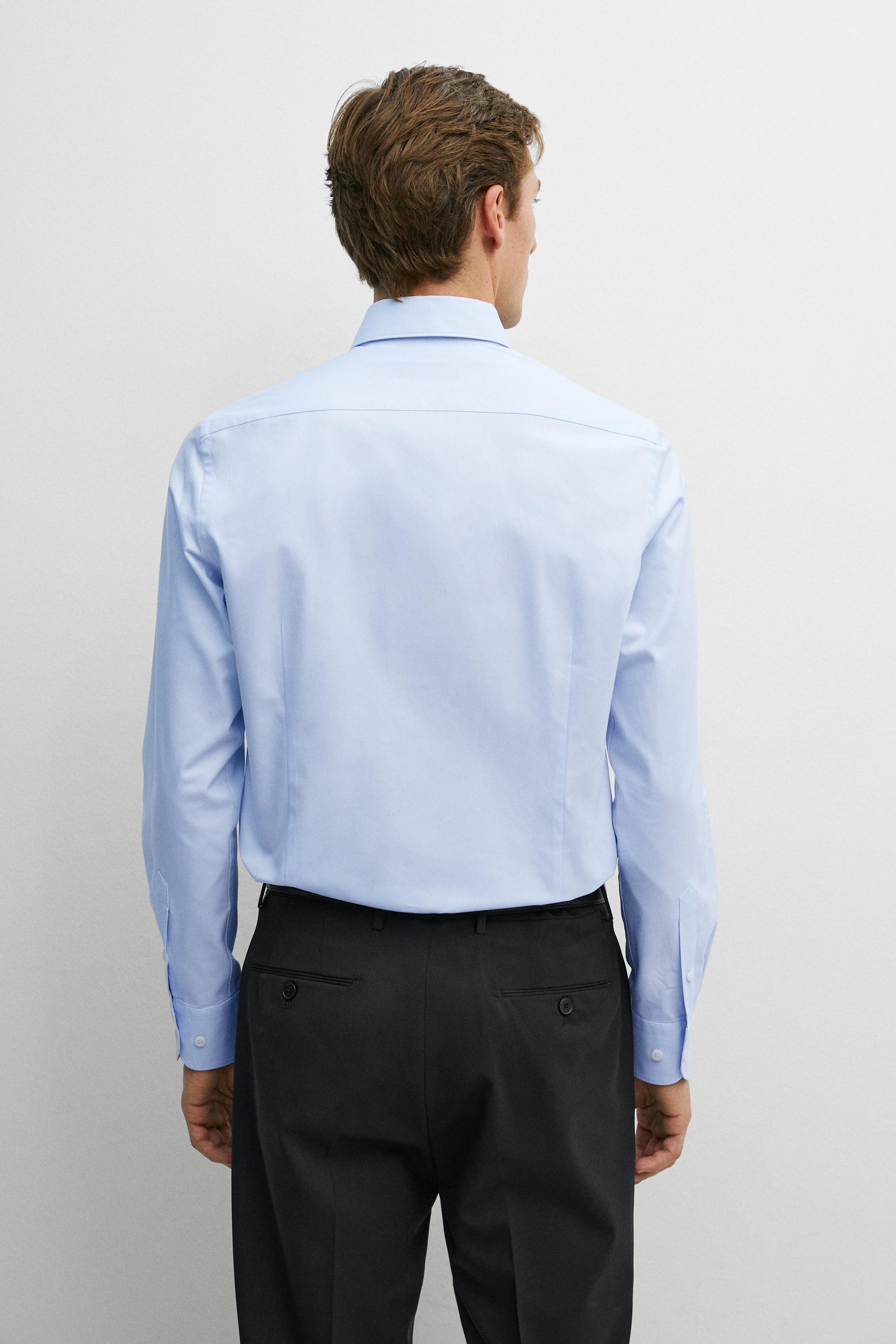 Slim fit 100% cotton shirt — Sky blue