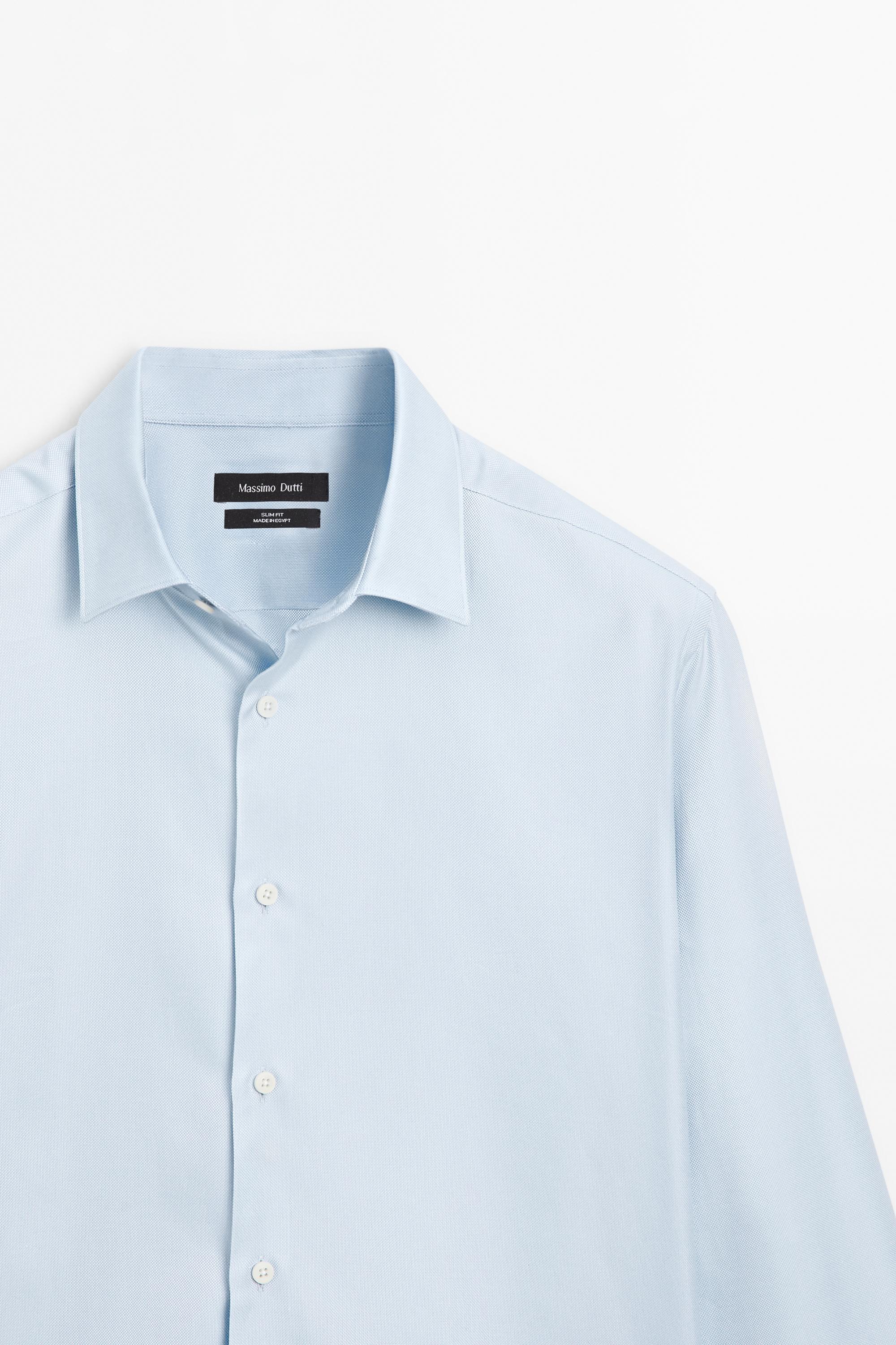 Slim fit 100% cotton Oxford shirt — SKY BLUE