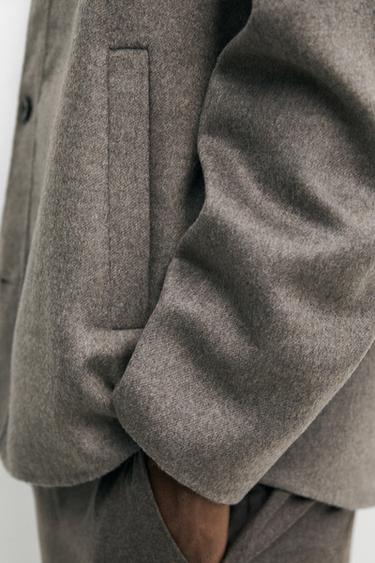 Wool blend overshirt with button detail — MINK 8