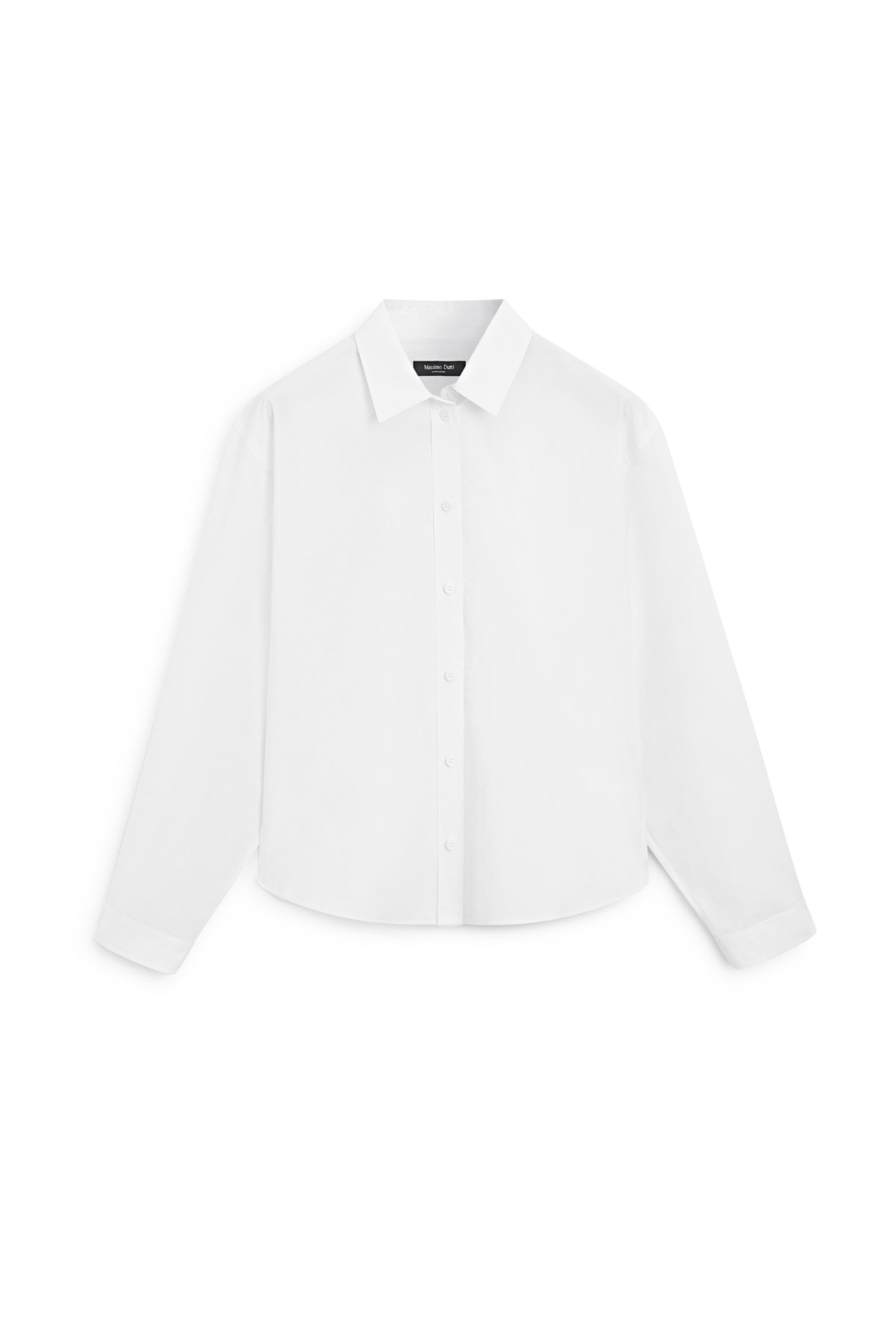 100% cotton poplin shirt with back detail — WHITE