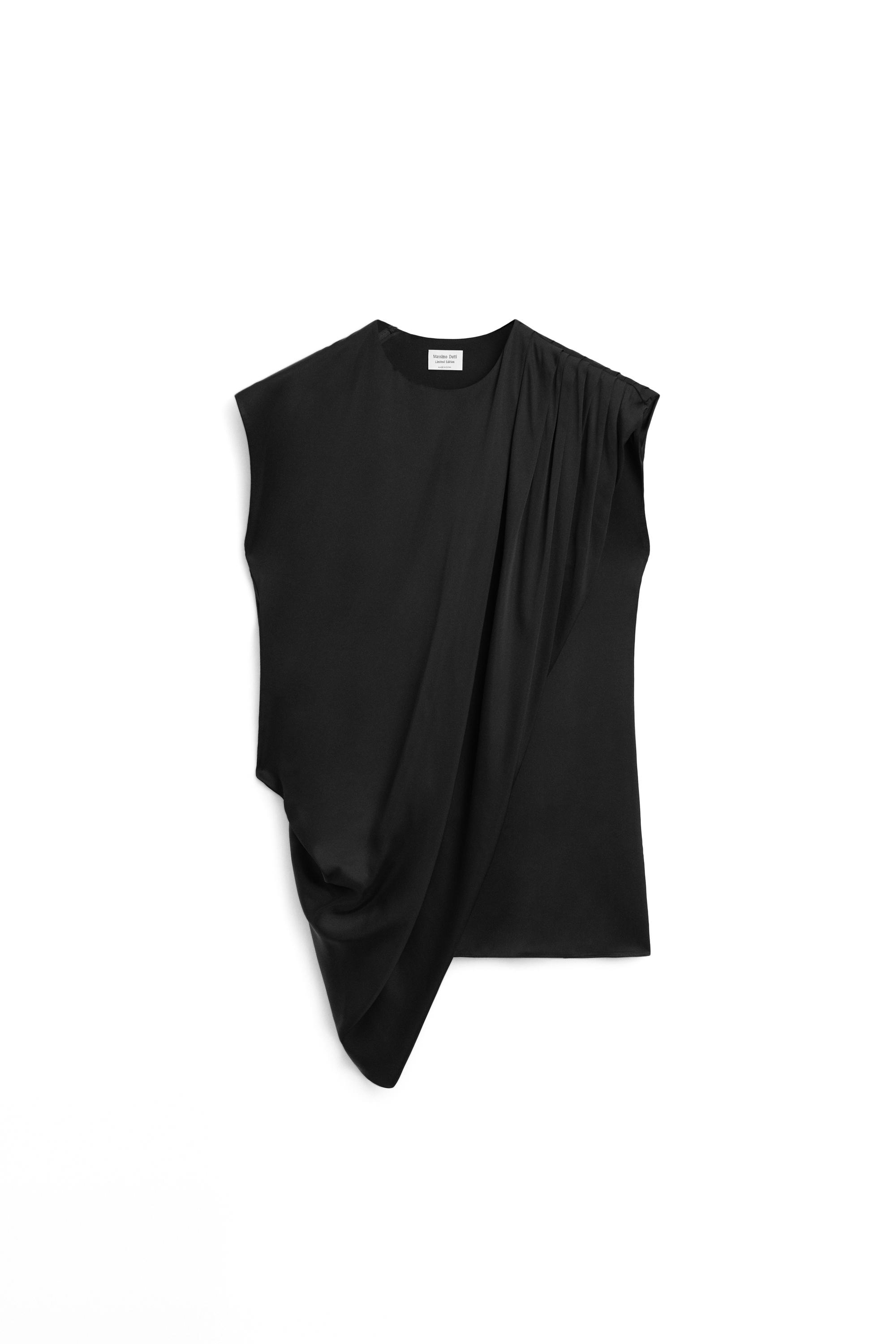 Flowing asymmetric top with gathered detail – LIMITED EDITION by Massimo Dutti