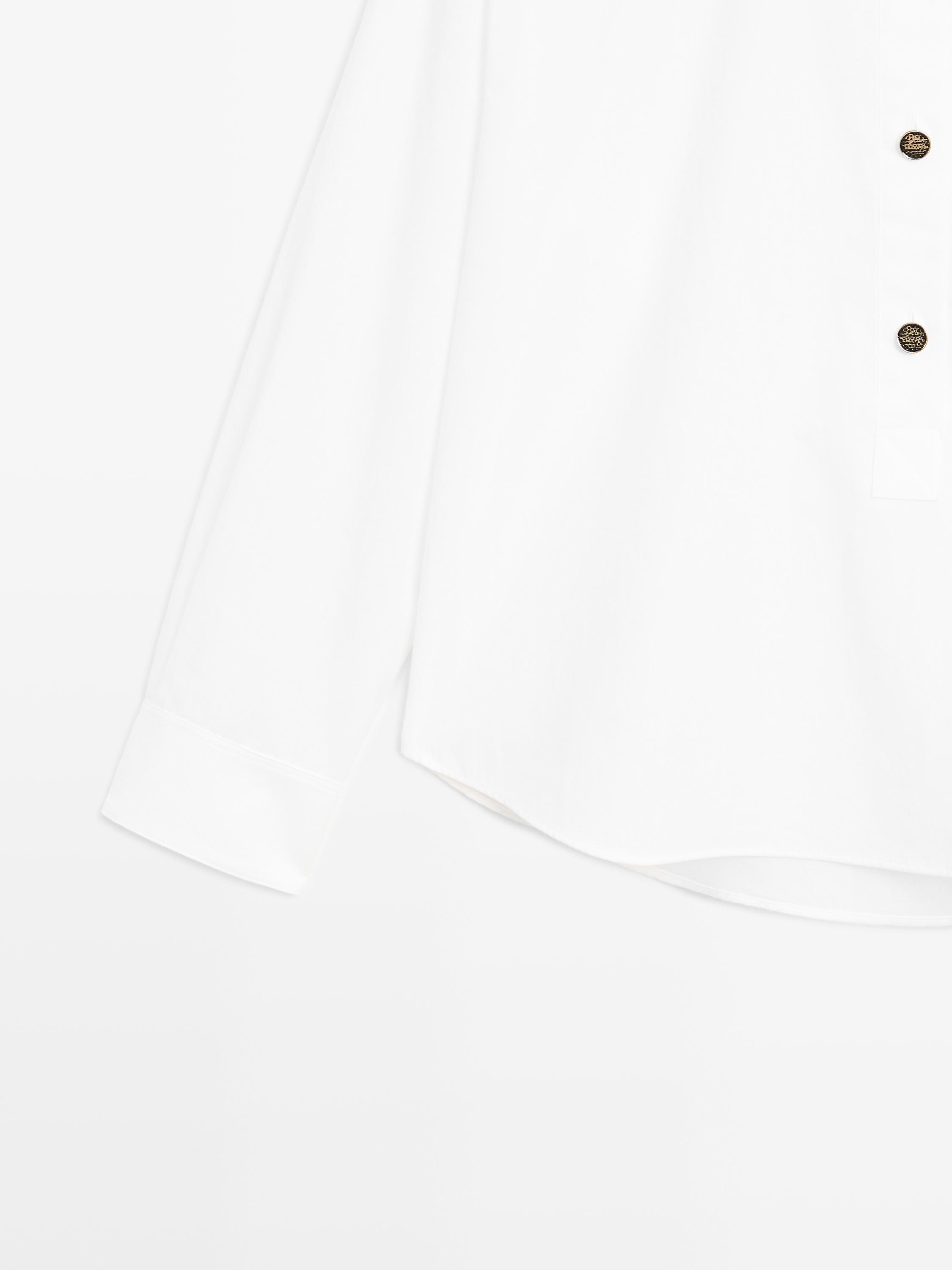 Stand collar shirt with gold buttons — Off white