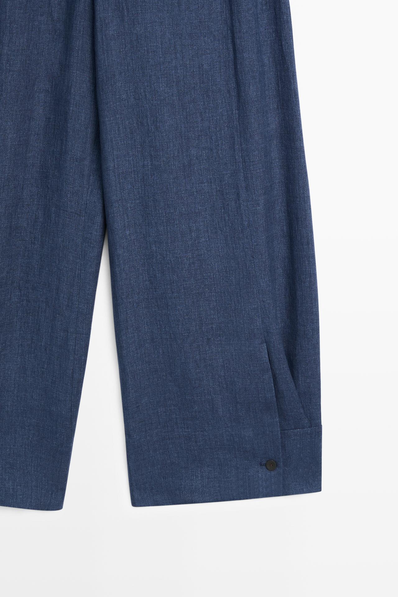 Total look linen pants with buttoned hems — NAVY BLUE
