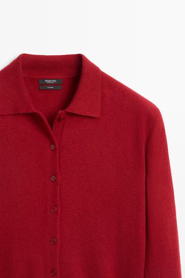 100% cashmere knit polo collar cardigan — MAROON 4