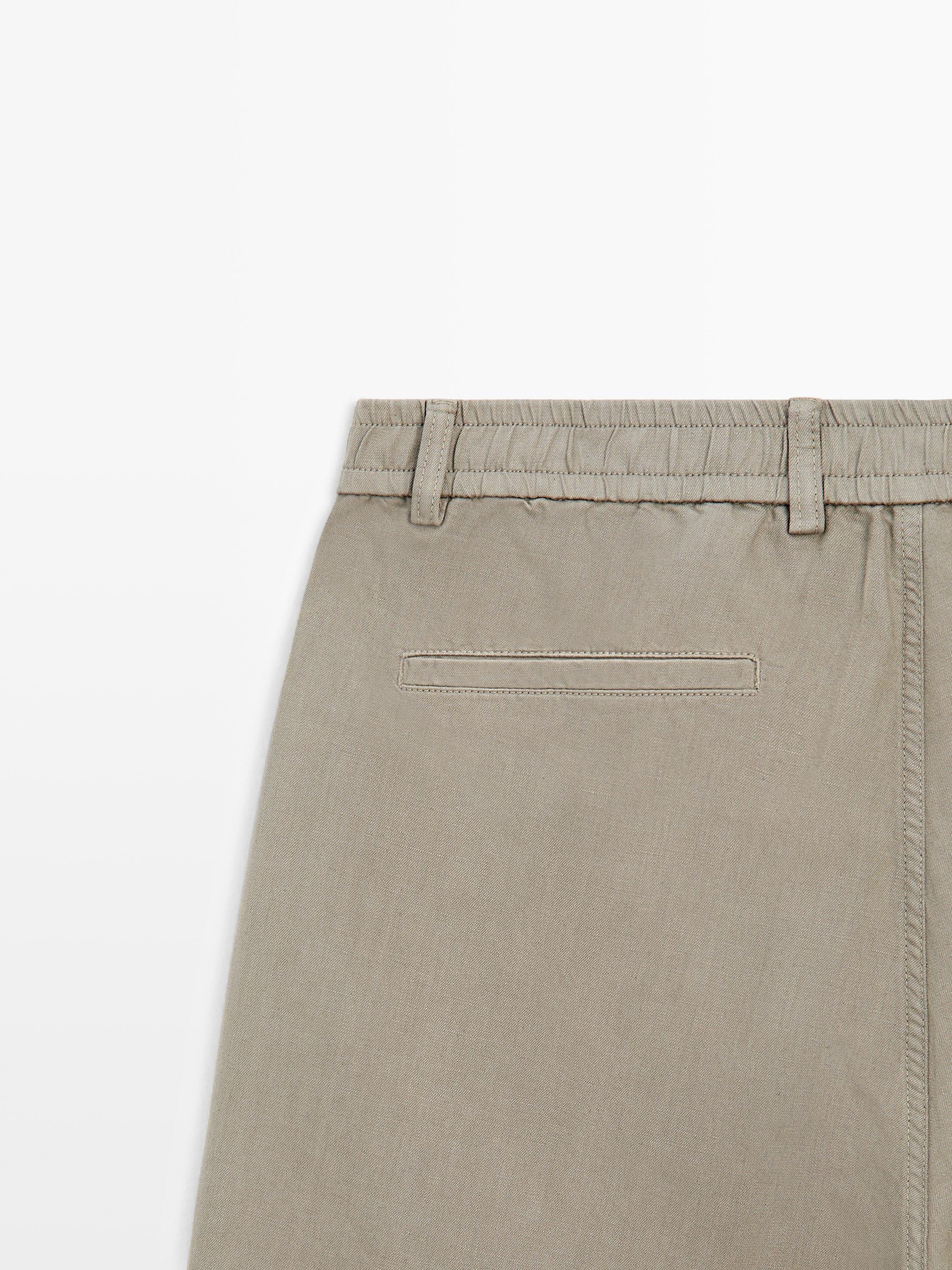 Linen blend Bermuda shorts — PALE KHAKI