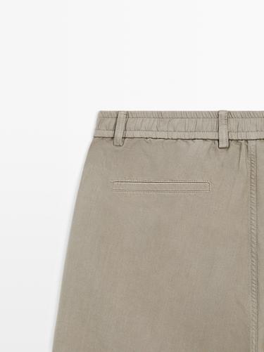 Linen blend Bermuda shorts — PALE KHAKI 9