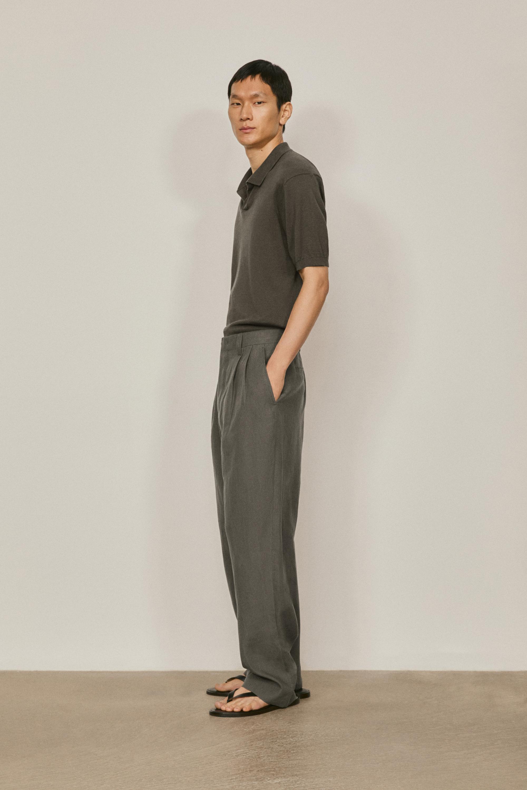 Linen suit trousers — DARK GREEN