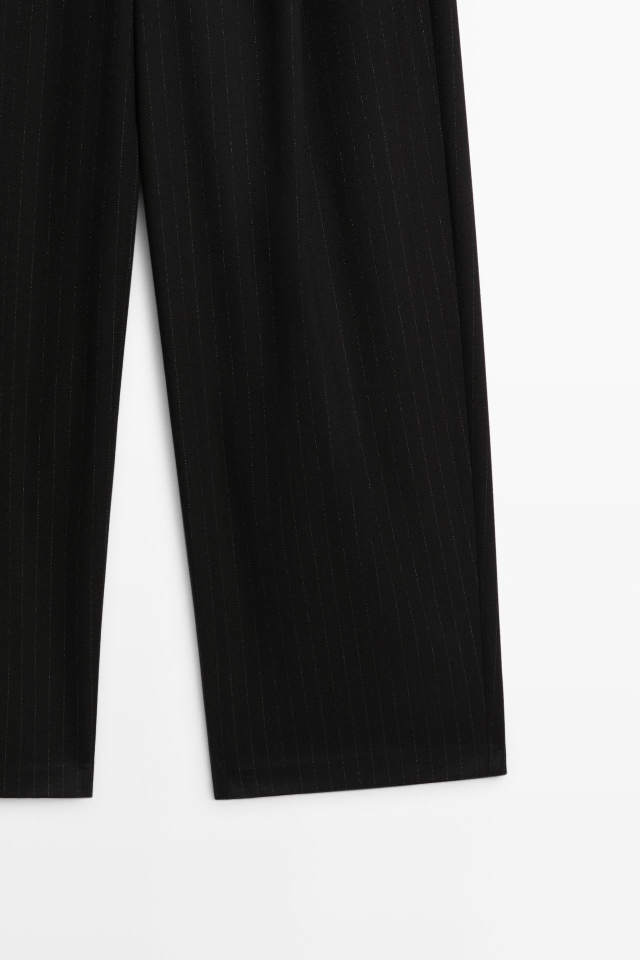 Pinstripe wide-leg pants — BLACK