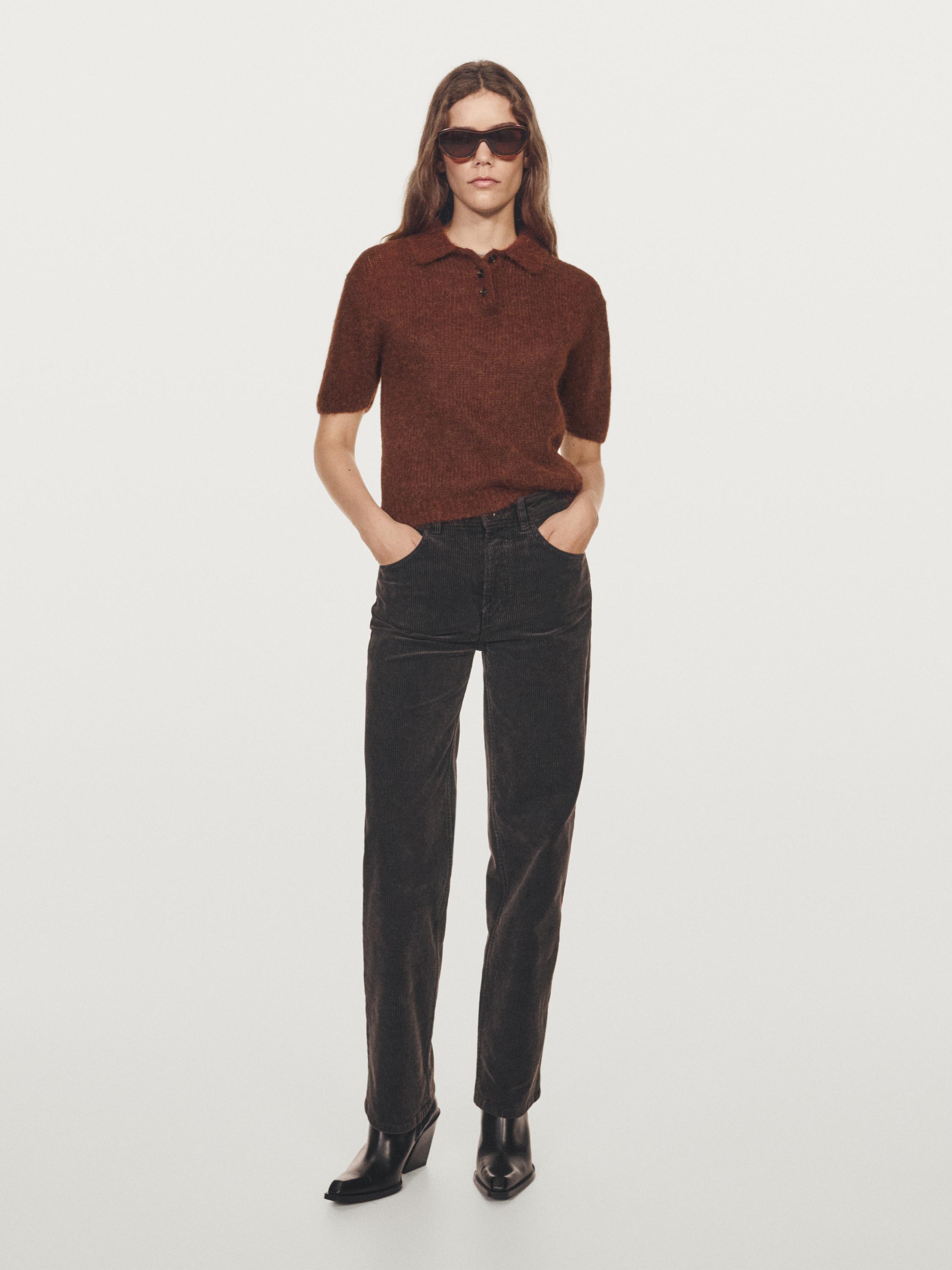Straight-leg sulphur dye corduroy trousers