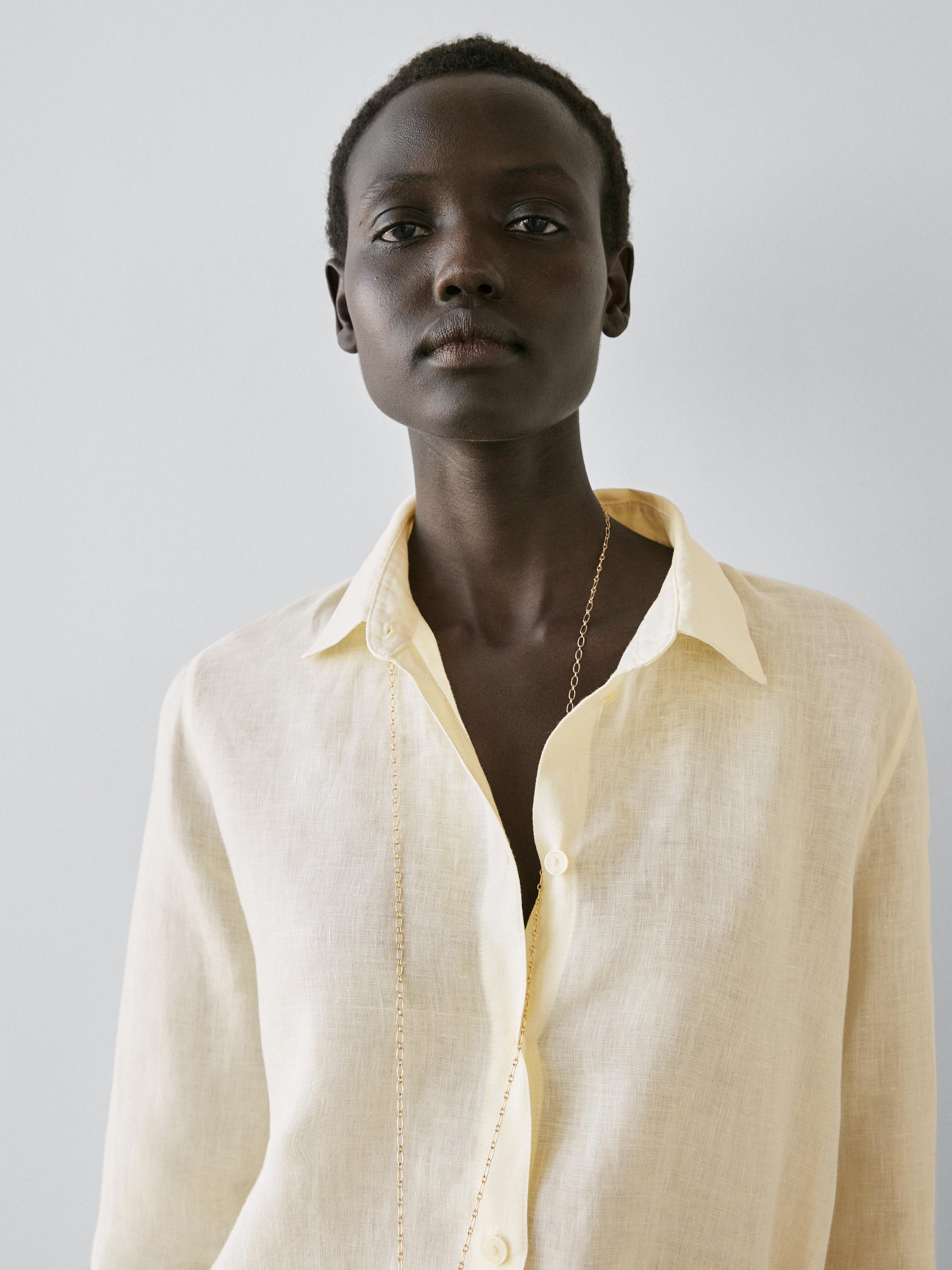 Flowing 100% linen shirt — YELLOW
