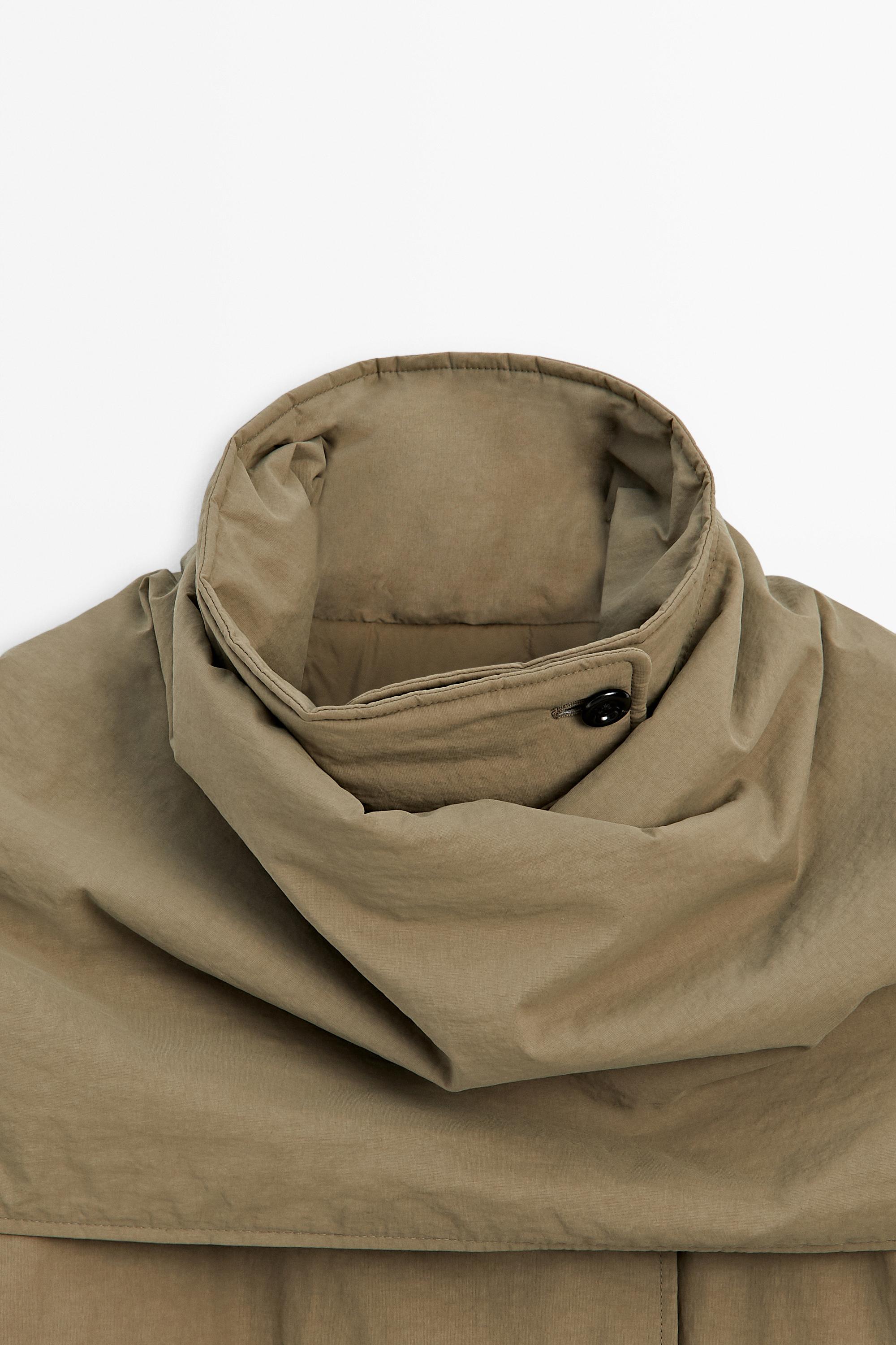 Quilted bomber jacket with scarf — CAMEL
