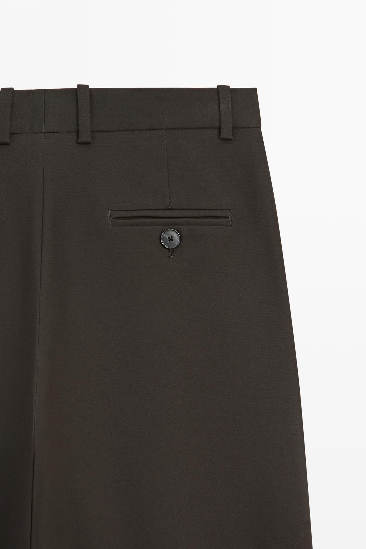 Pleated cotton-blend pants — BLACK