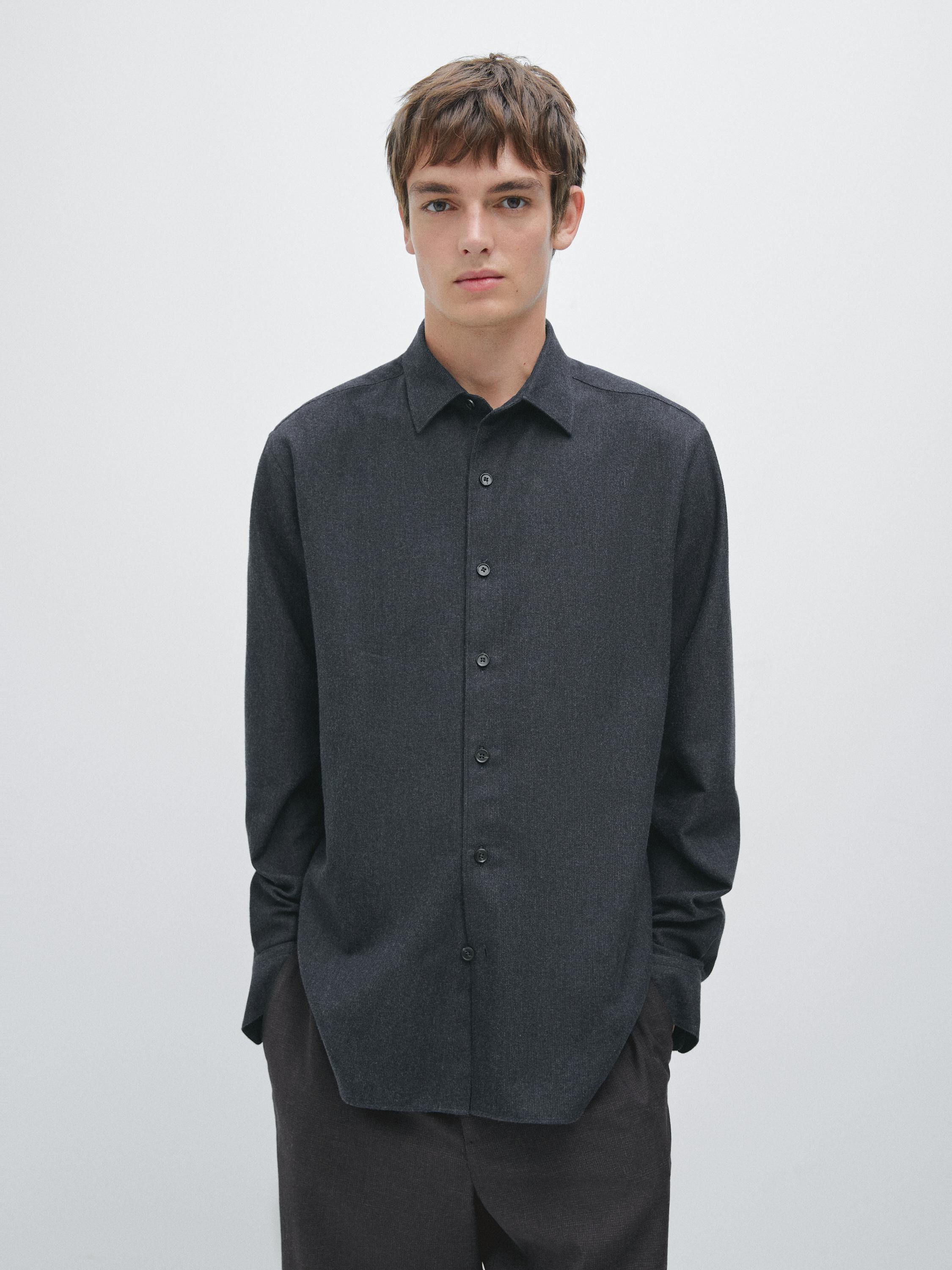 Regular fit check texture melange shirt