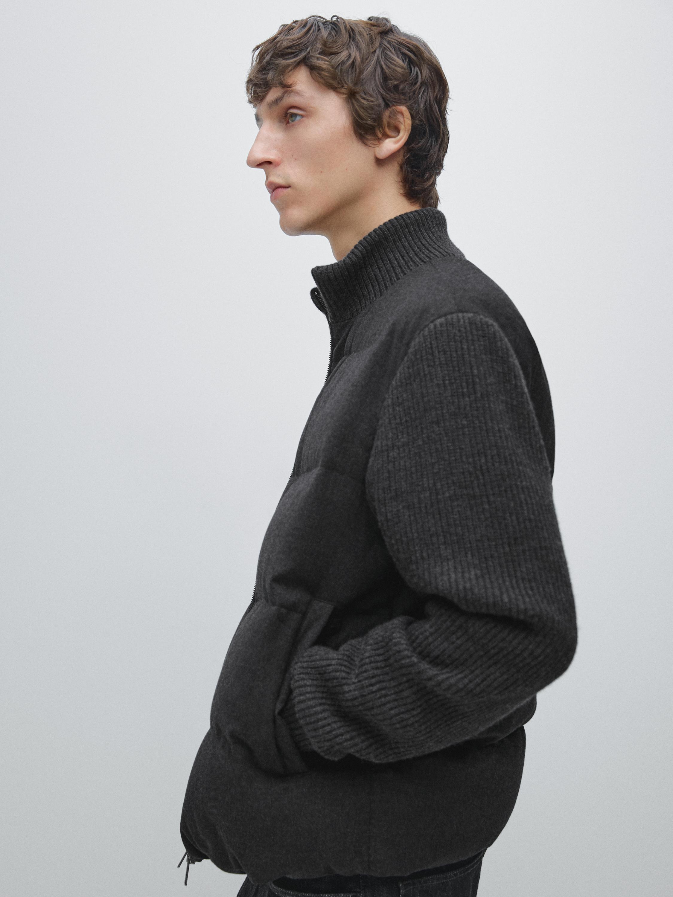 Knit down blend puffer jacket