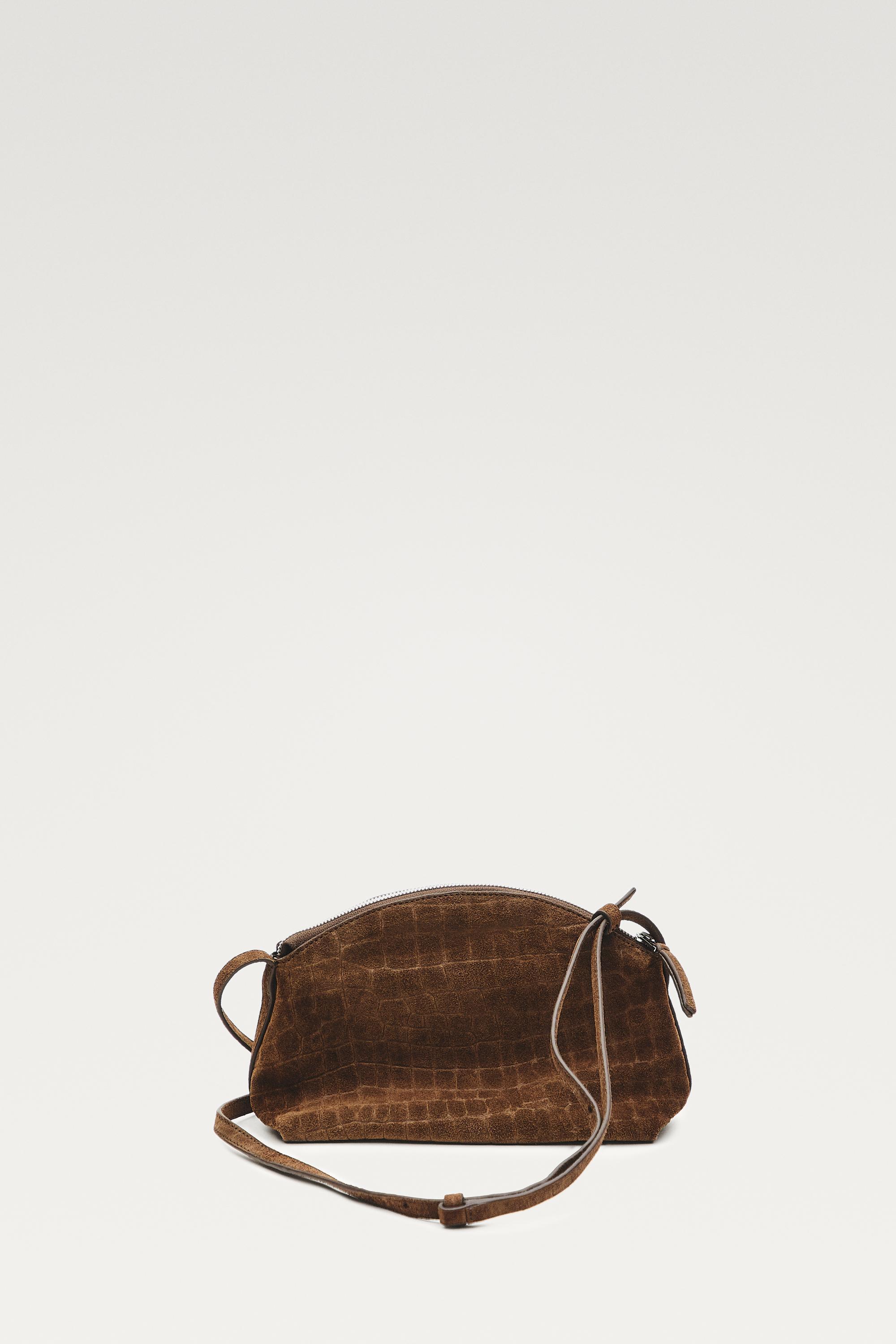 Split suede leather crossbody bag — KHAKI