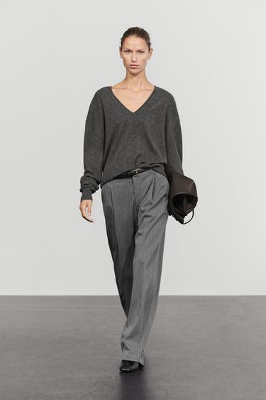 Pinstripe wide-leg pants — ANTHRACITE GREY 1