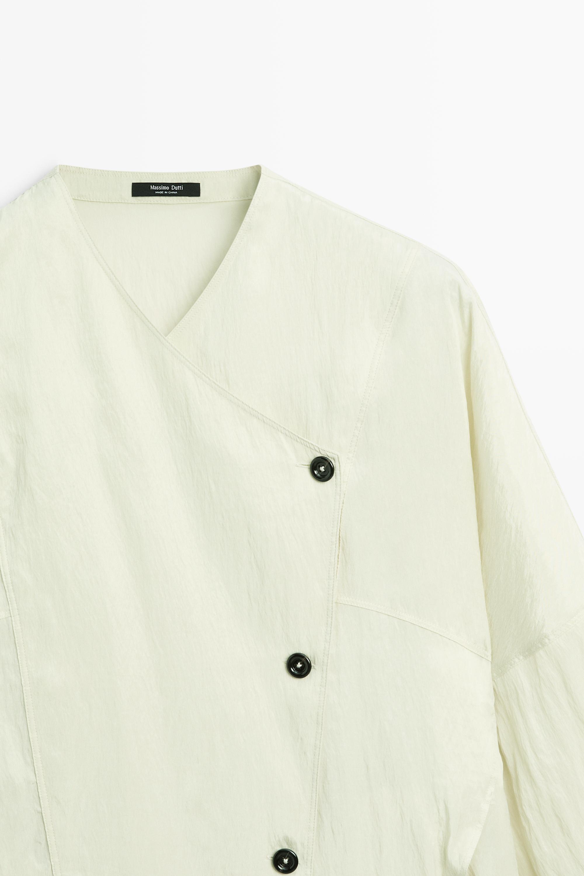 Fluid wrap shirt with button detail — PASTEL GREEN