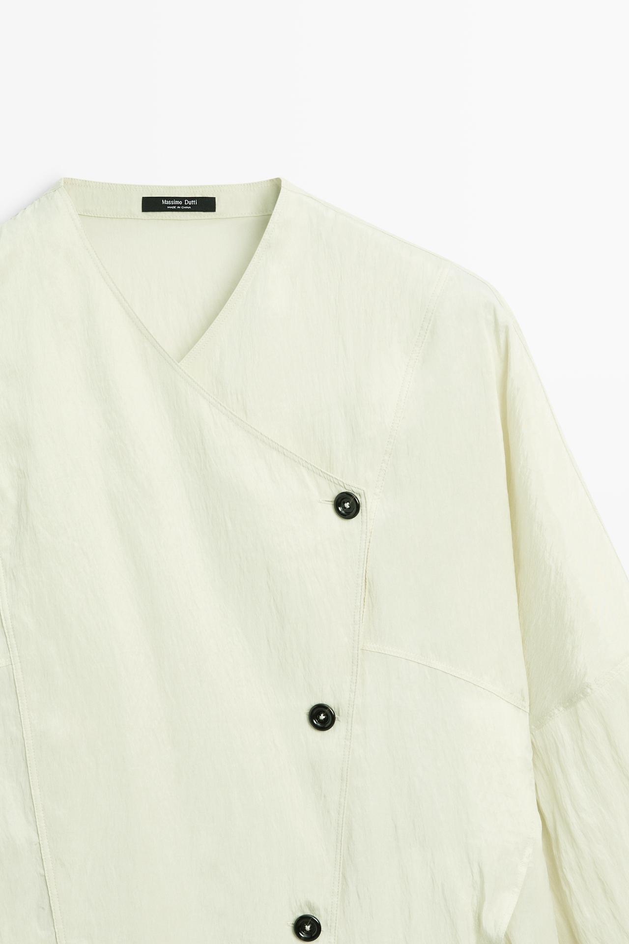 Fluid wrap shirt with button detail — PASTEL GREEN