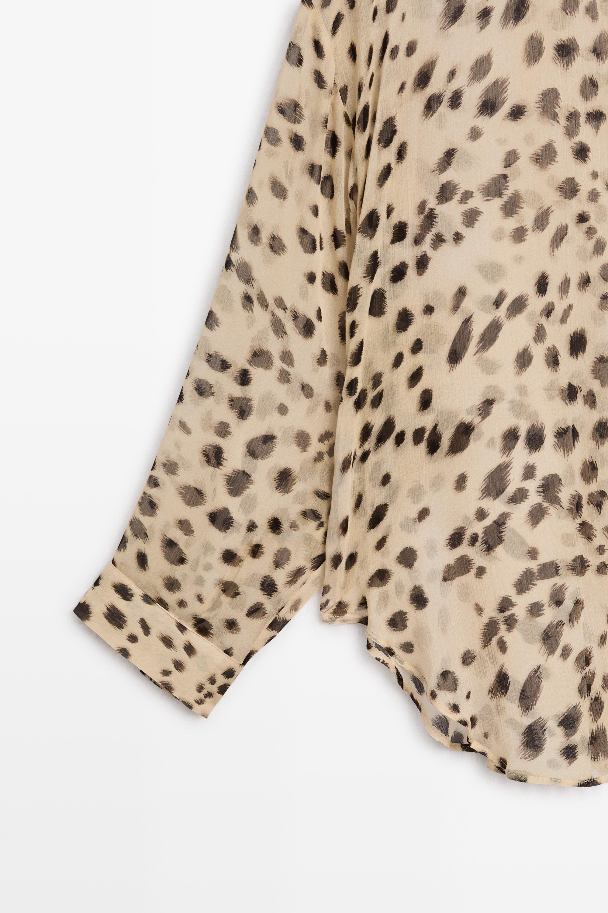 Animal print flowing shirt — SAND BROWN