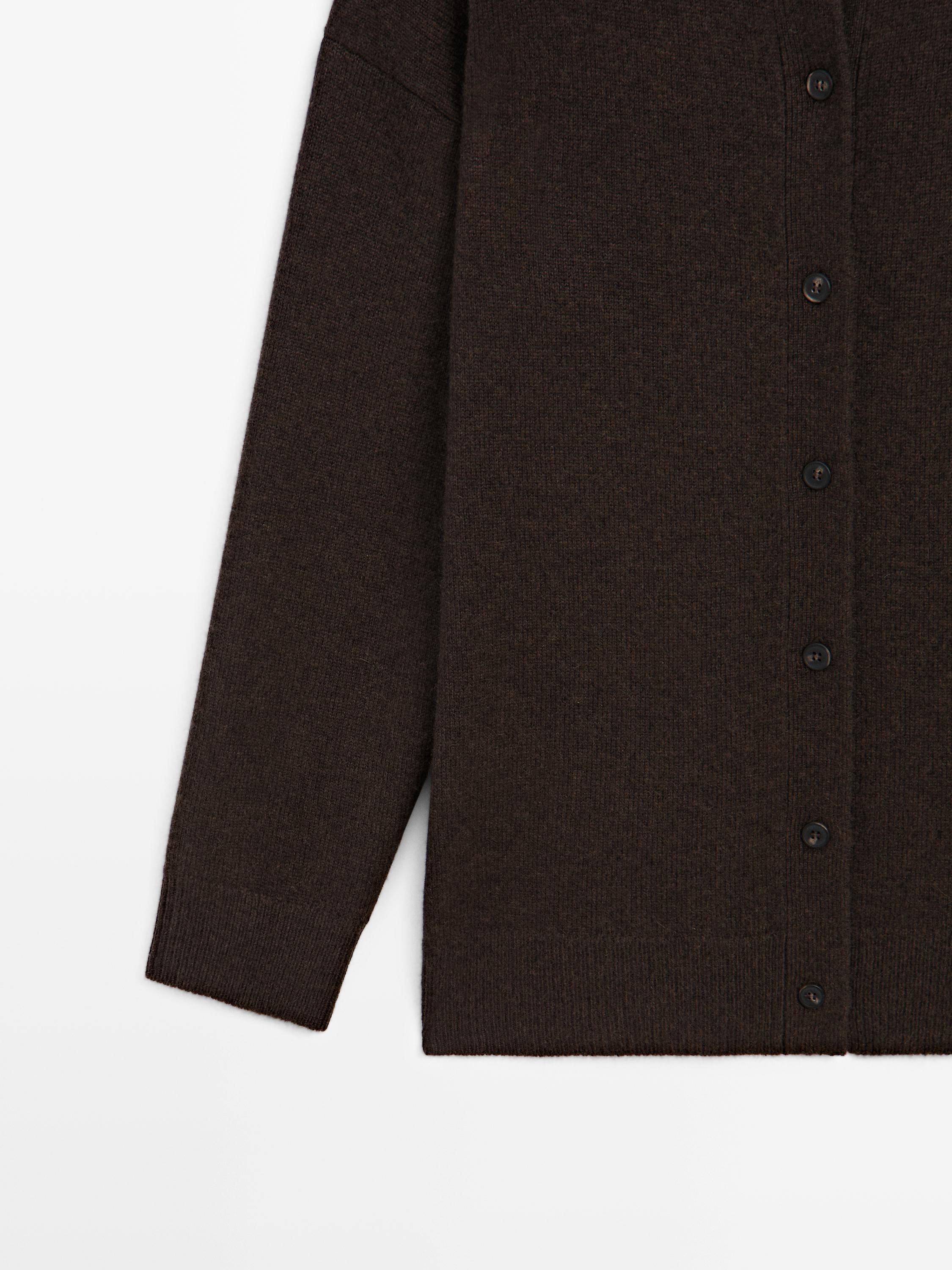 Long knit cashmere cardigan — Chocolate