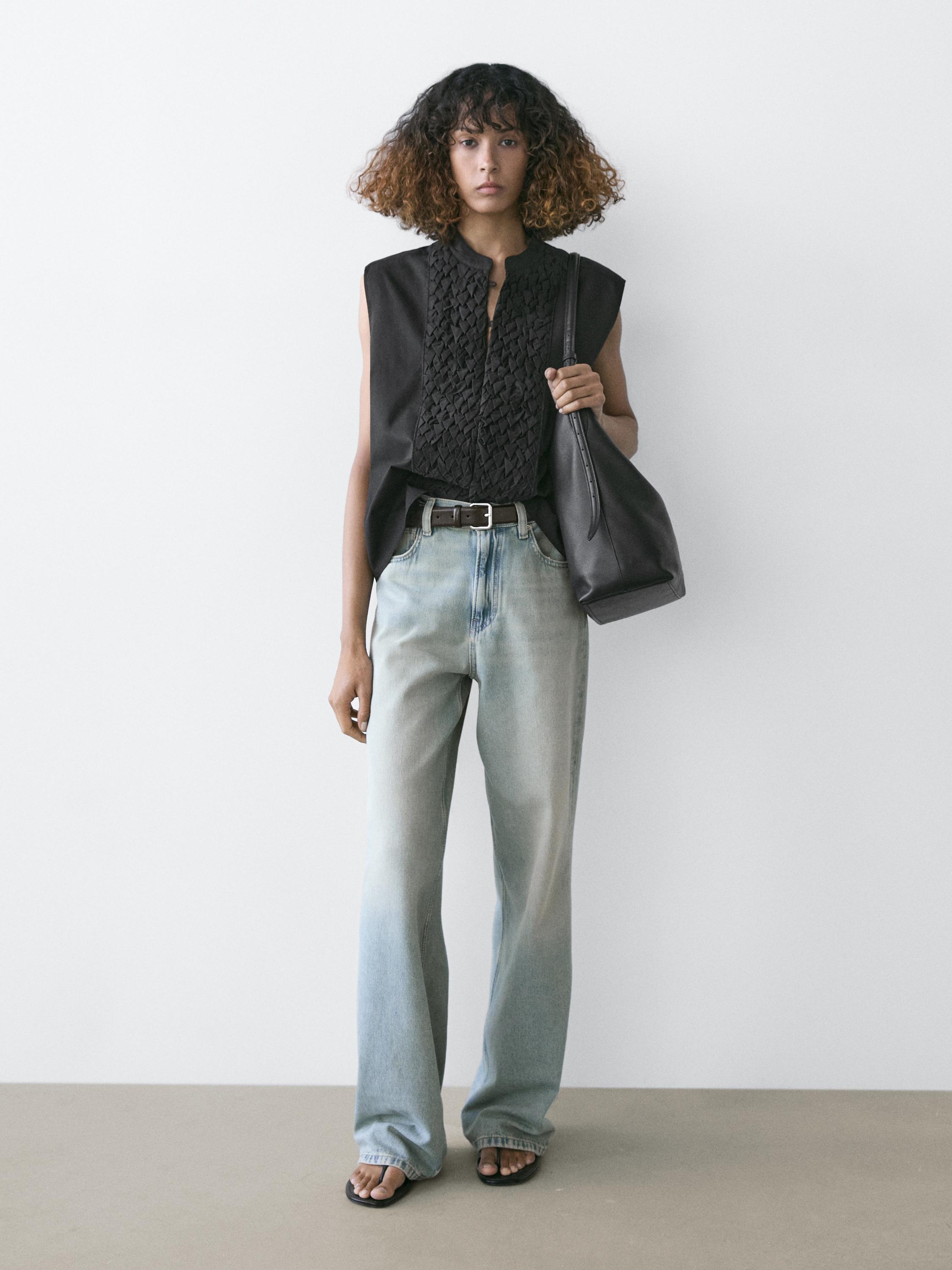 High-waist wide-leg jeans — BLUE