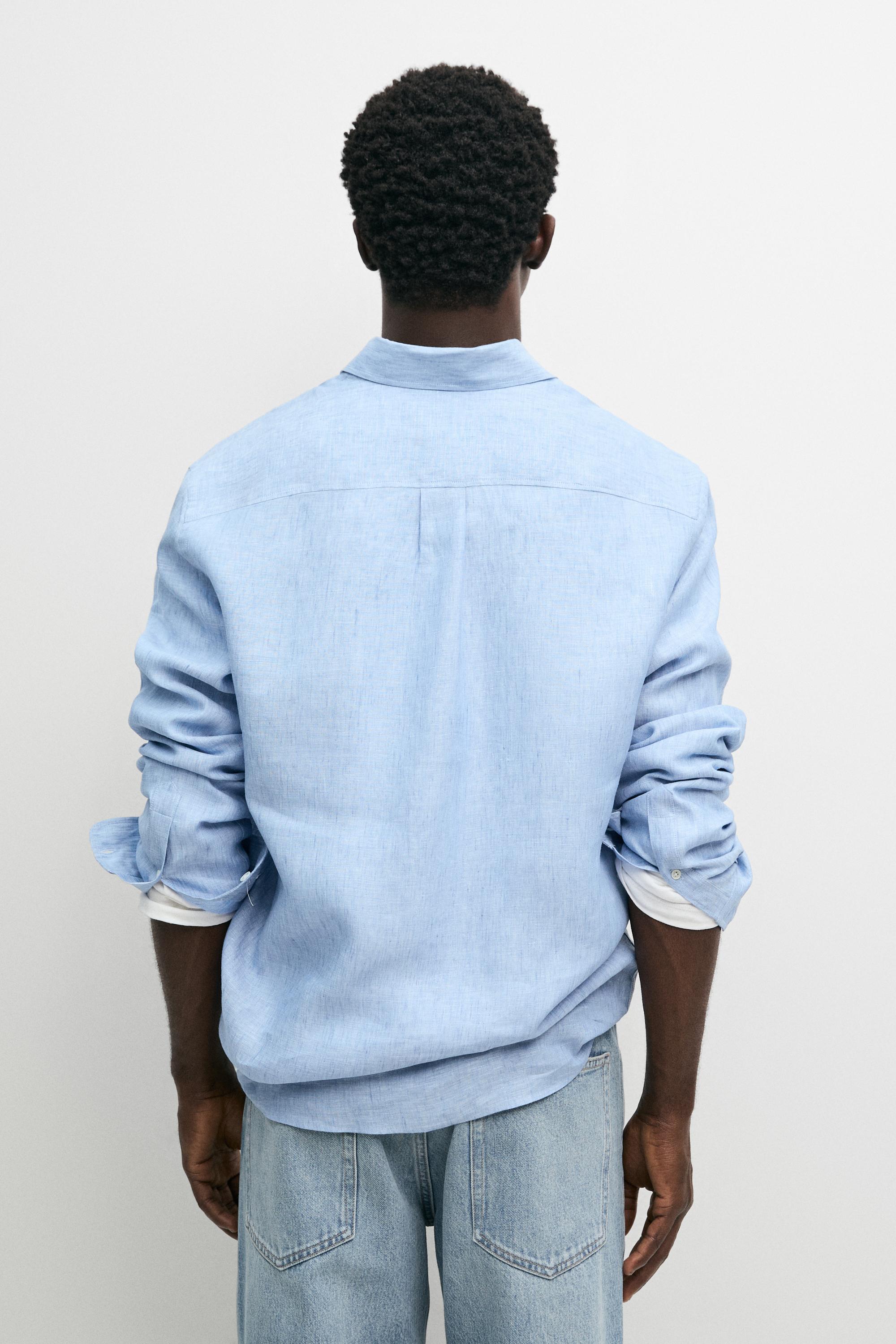 100% Linen Regular Fit Shirt — BLUE