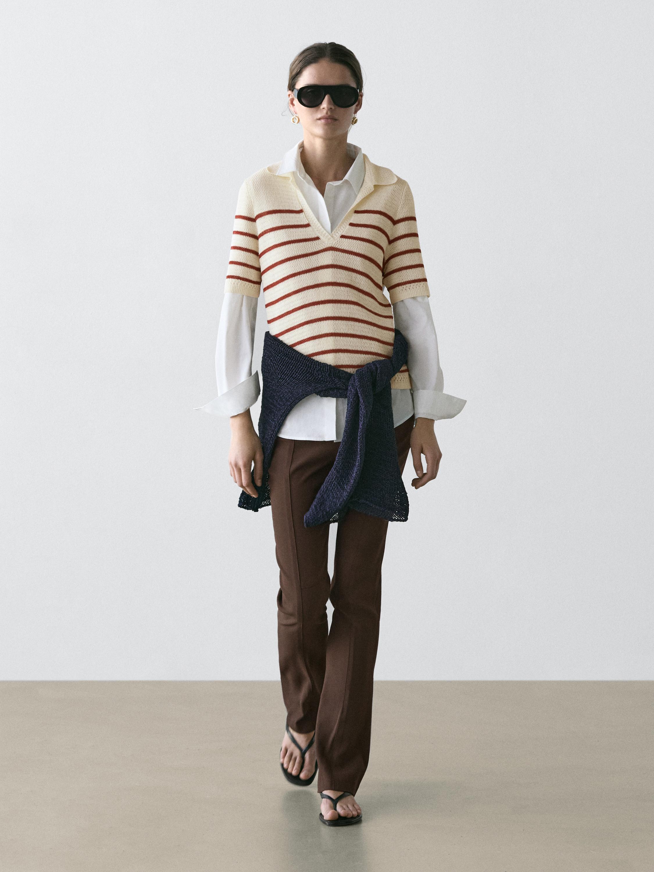 Flared trousers with pocket — BROWN