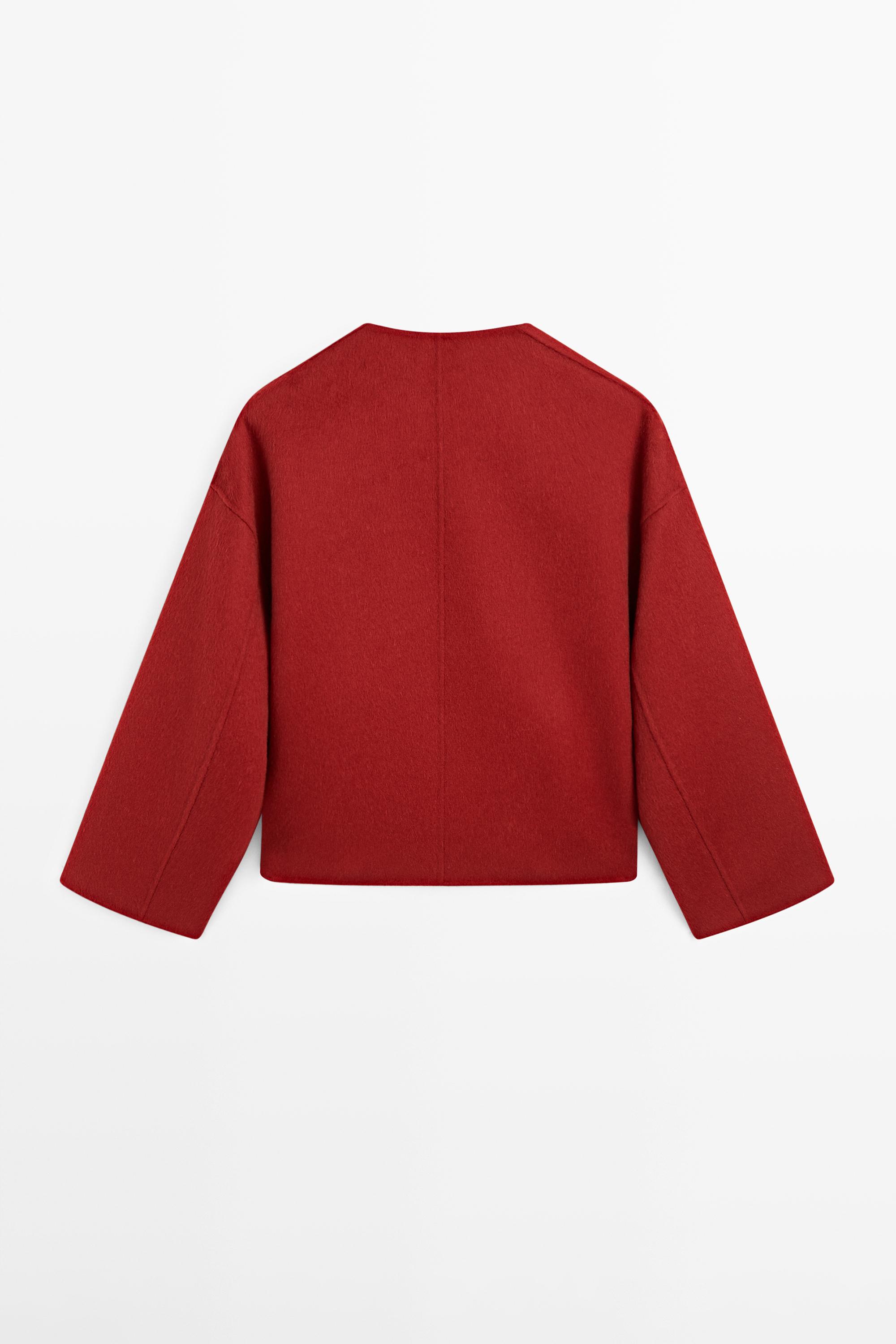 Wool blend jacket with seams — RED