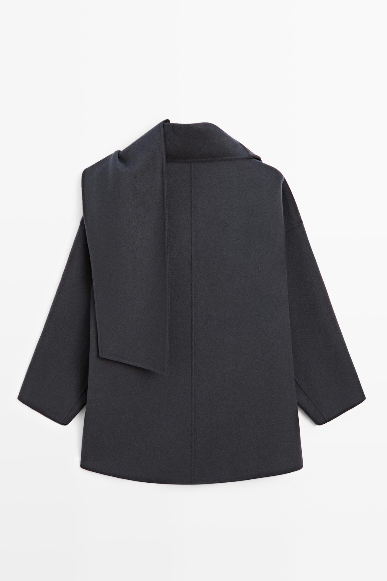 Mid-length coat with scarf detail — MEDIUM BLUE