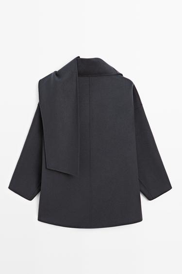 Mid-length coat with scarf detail — MEDIUM BLUE 6