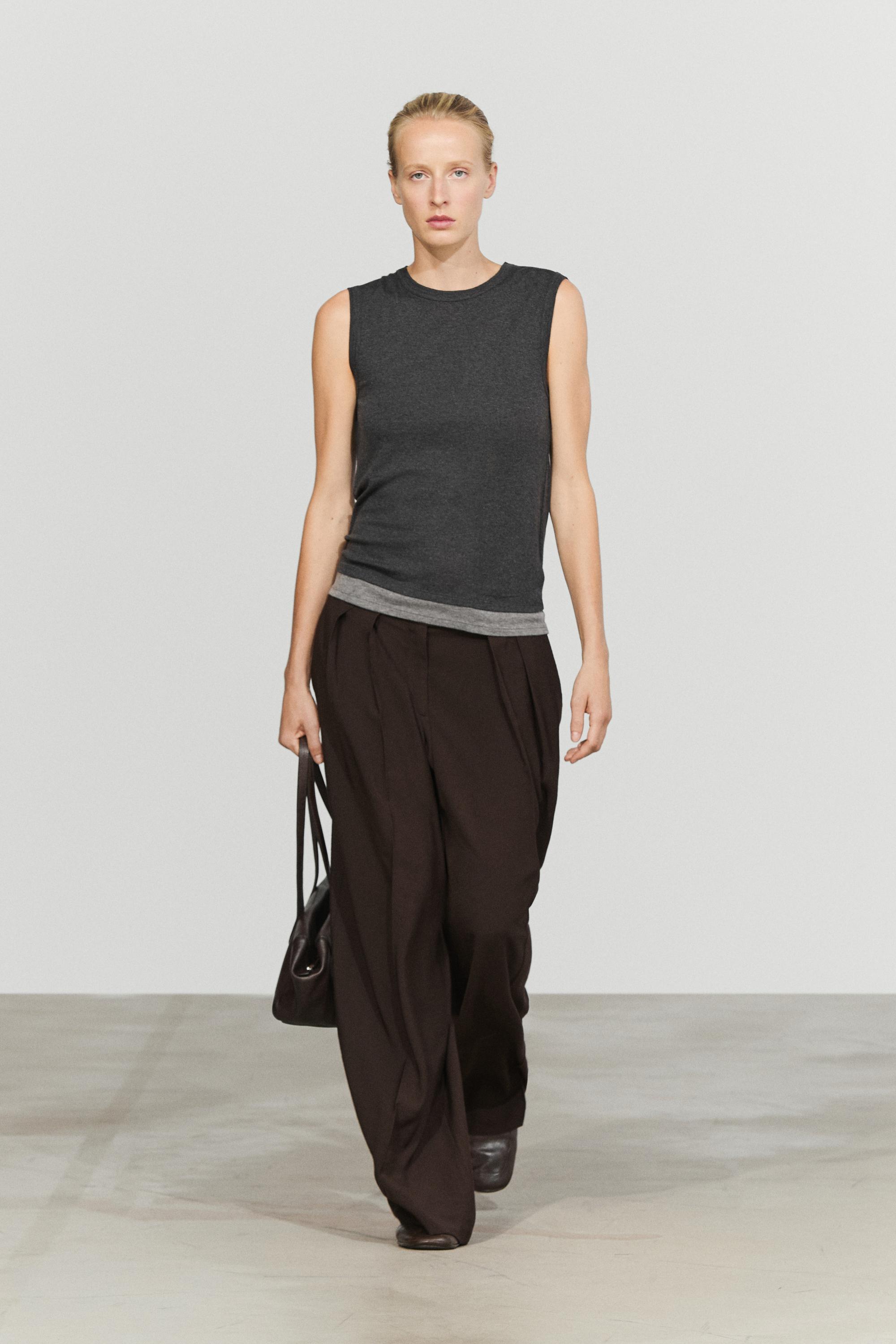 Wool blend double-layer T-shirt