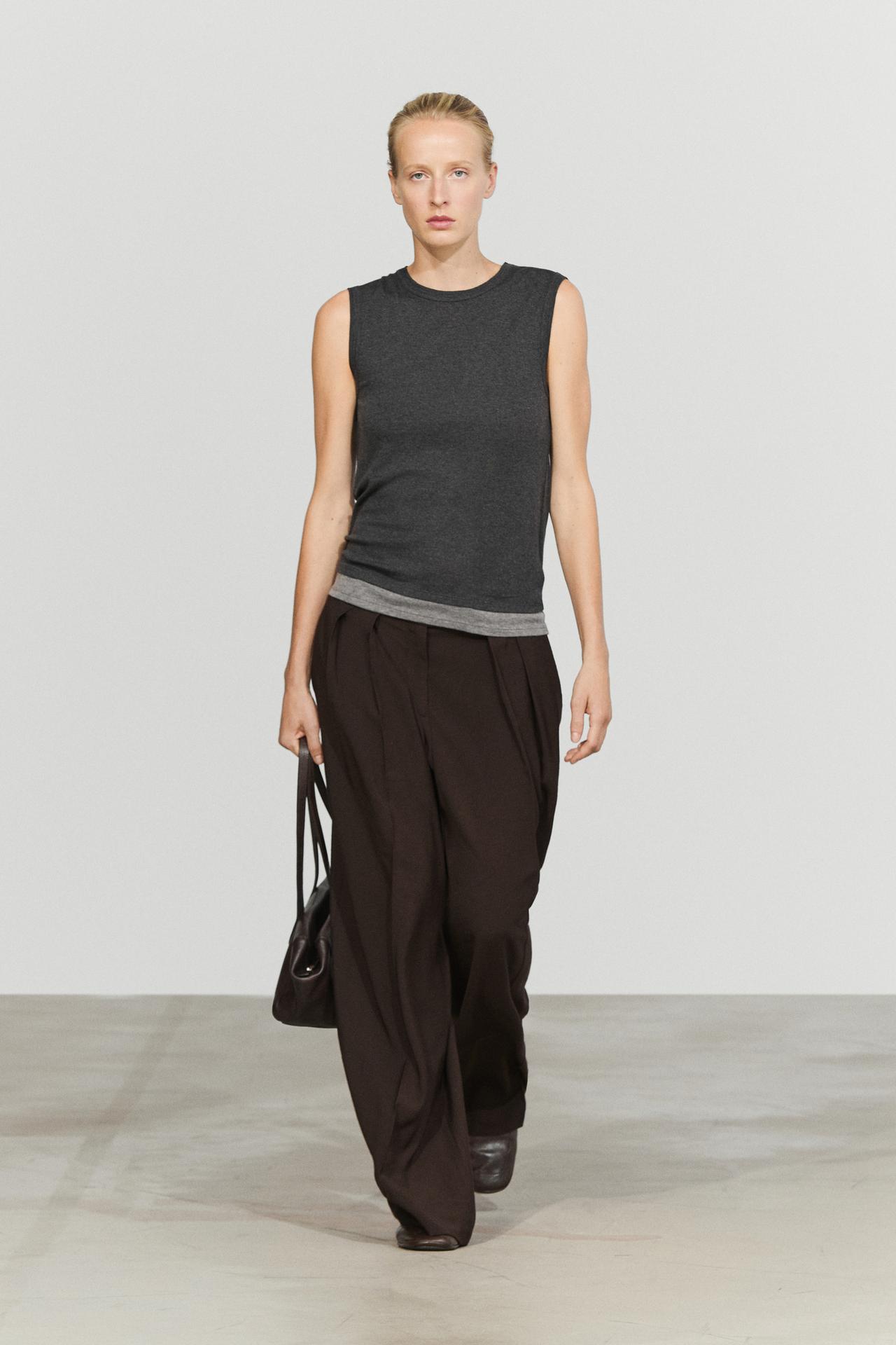Wool blend double-layer T-shirt — DARK GREY