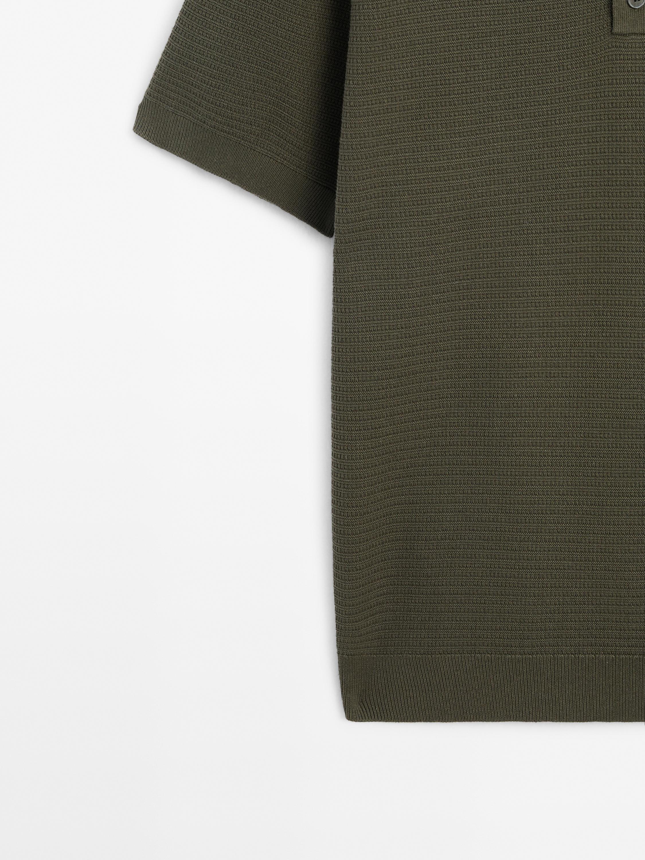 Knit polo sweater with short sleeves
