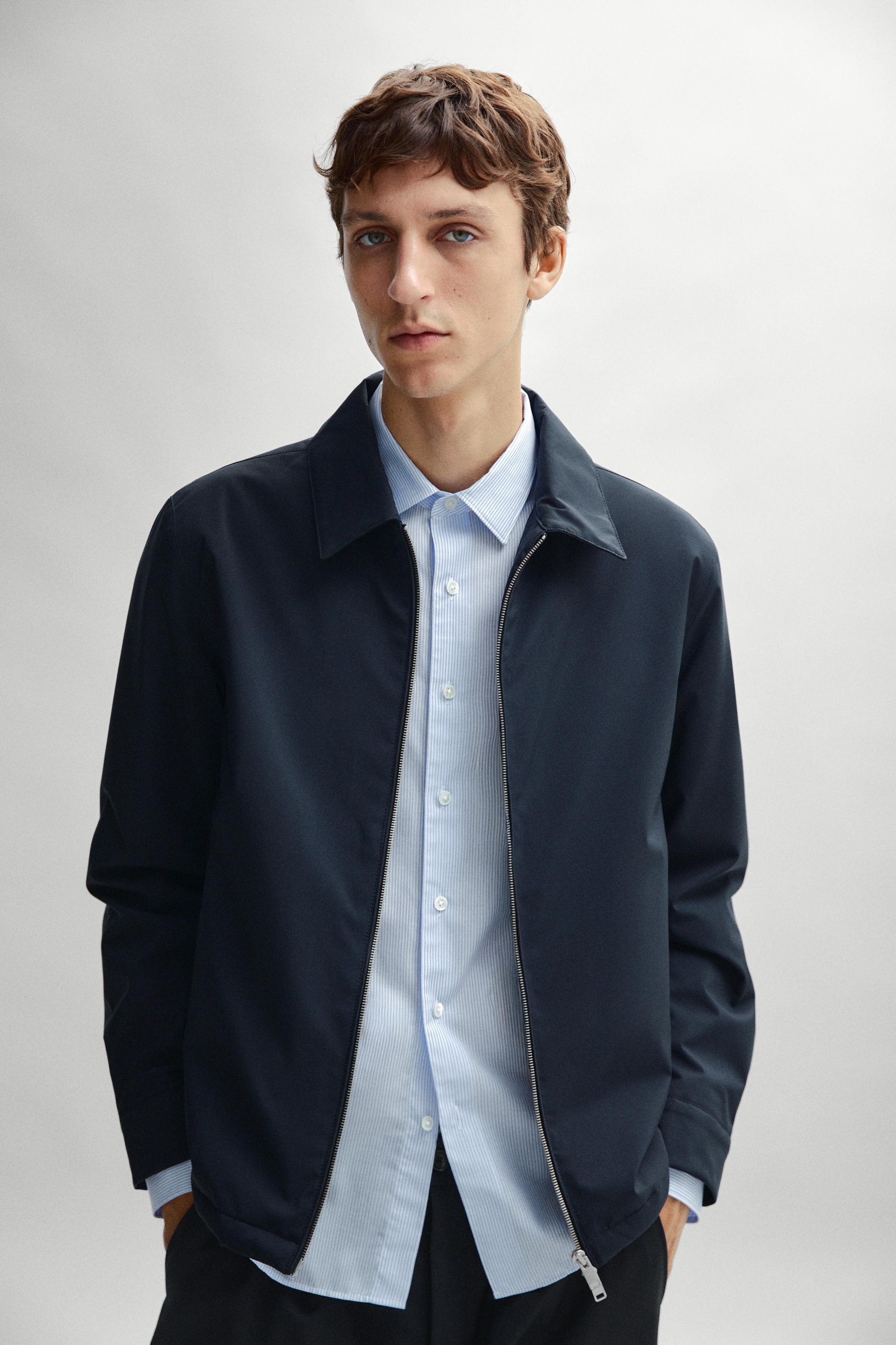 Lightweight jacket with collar detail — NAVY BLUE