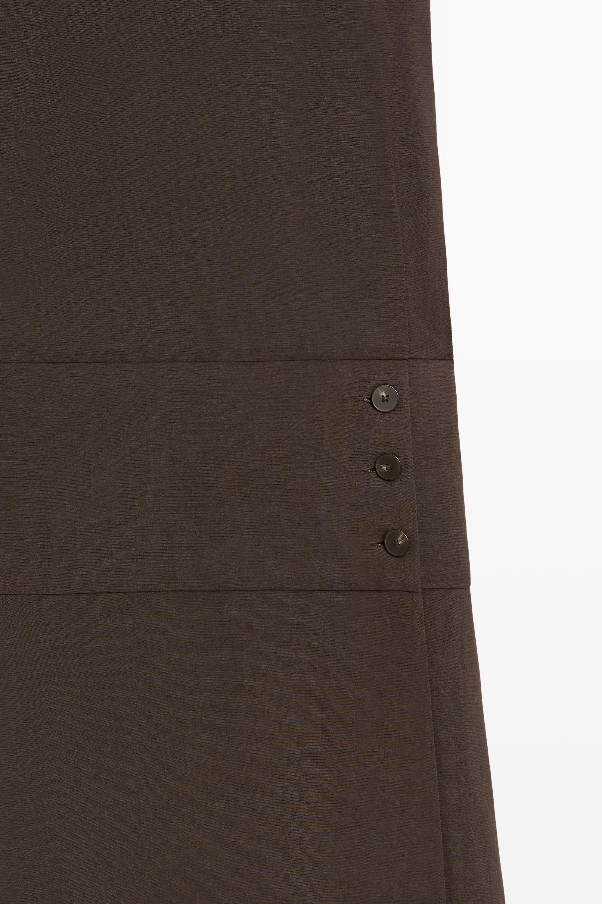 Massimo Dutti Yan tarafı düğme detaylı midi elbise görsel 6