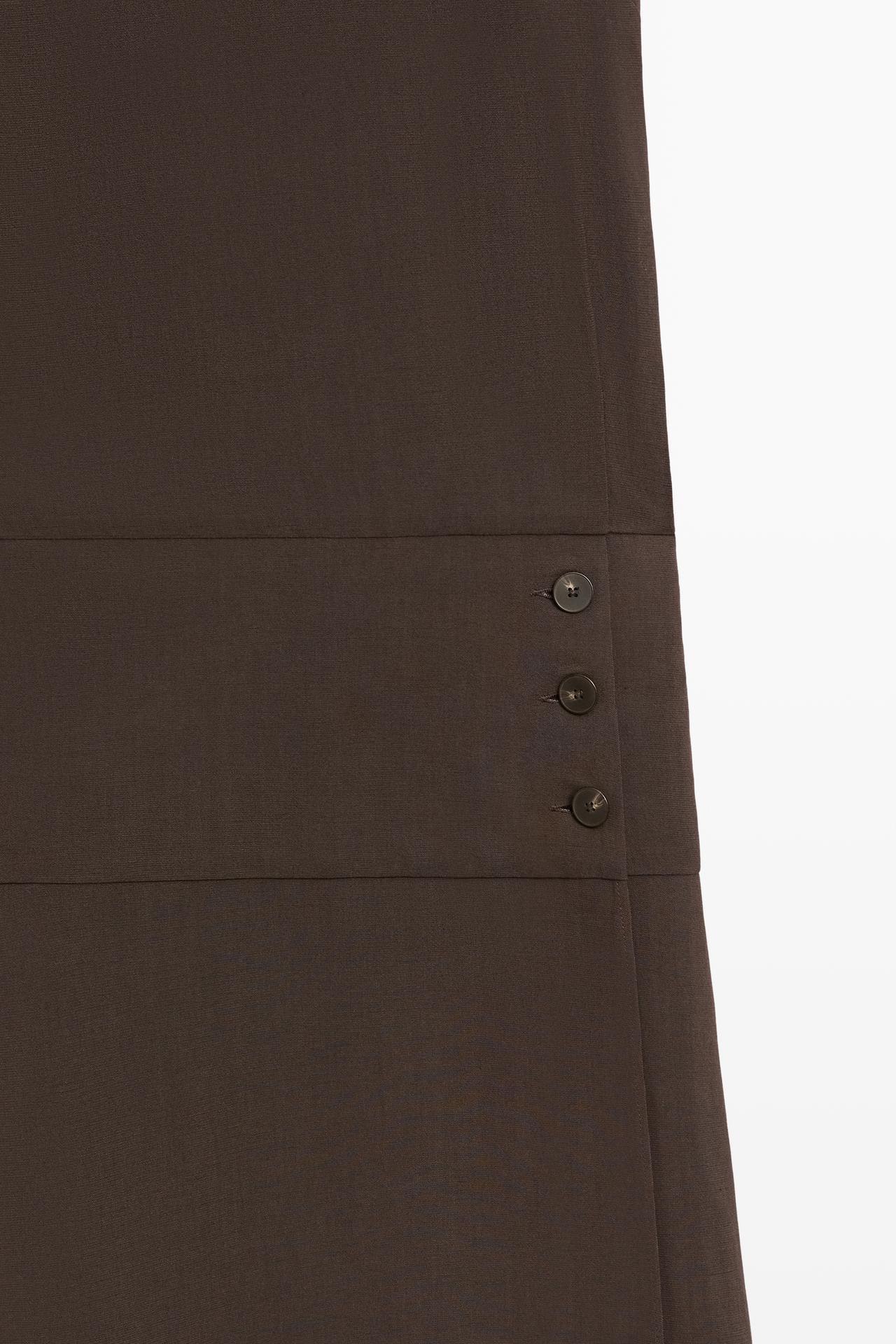 Midi dress with side button detail — BROWN