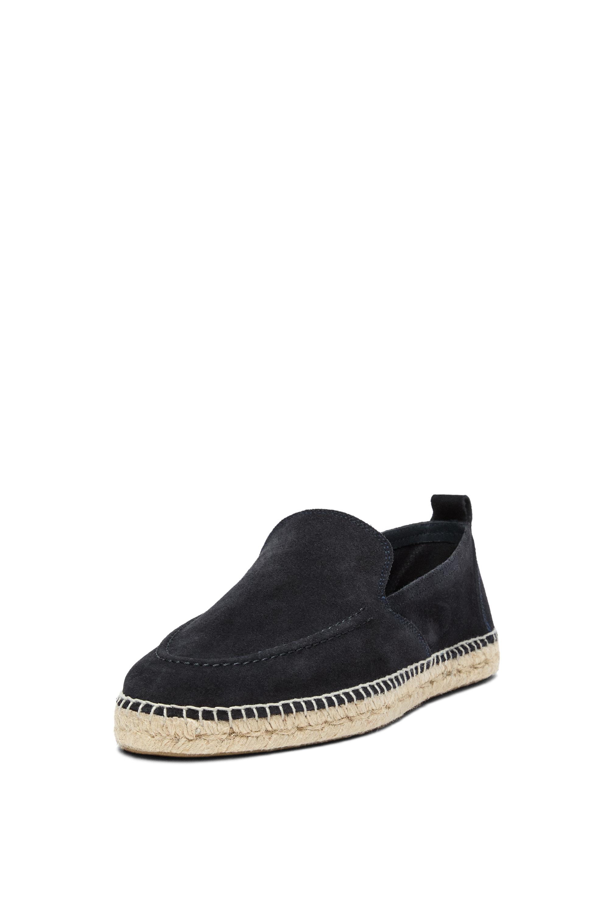 Leather espadrilles with moc toe — Dark blue