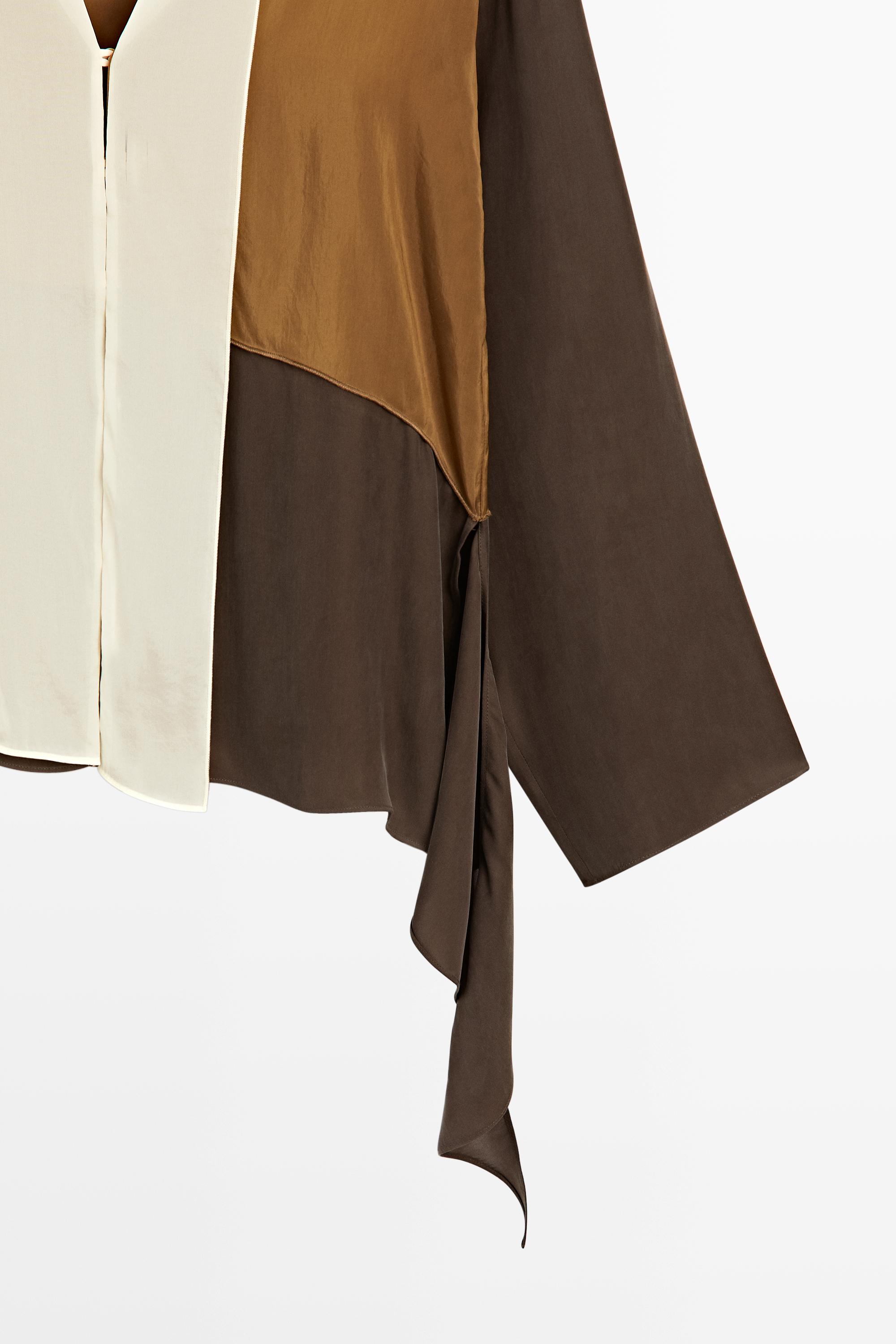 Tricolor flowing shirt — Chocolate