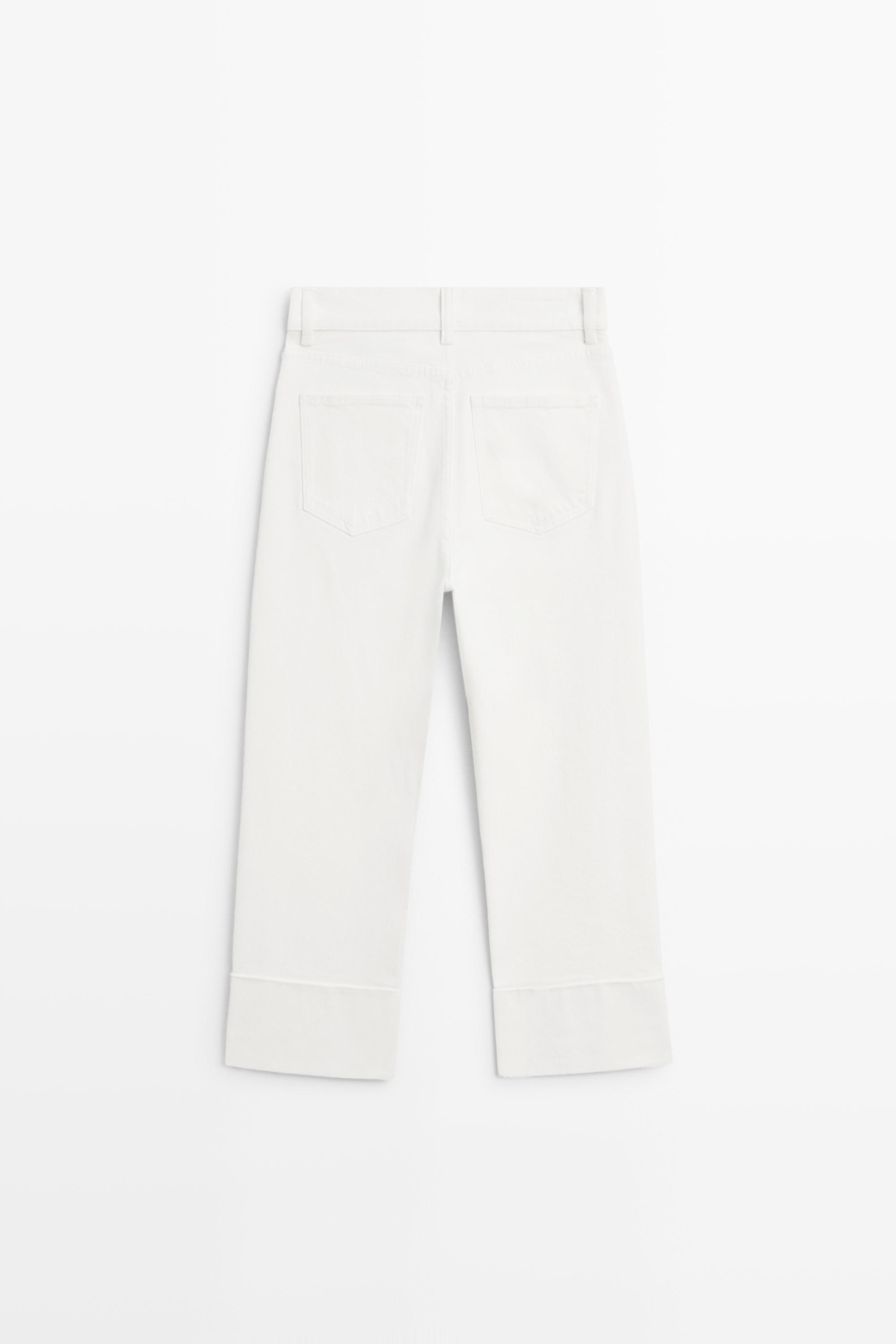 Mid-rise capri jeans with turn-up hems — Off white