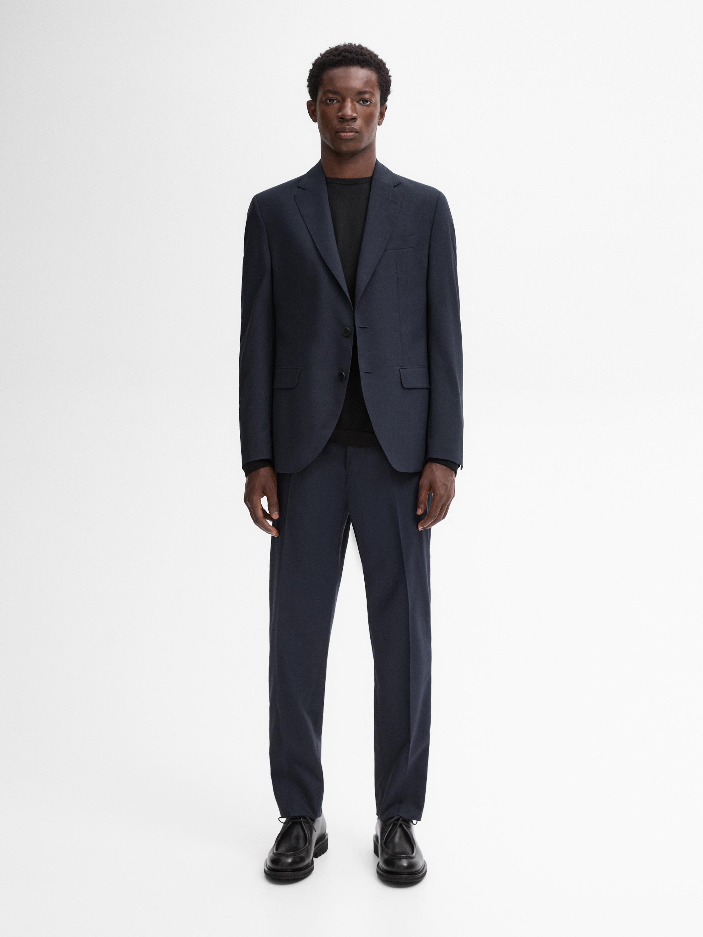 Navy blue suit trousers