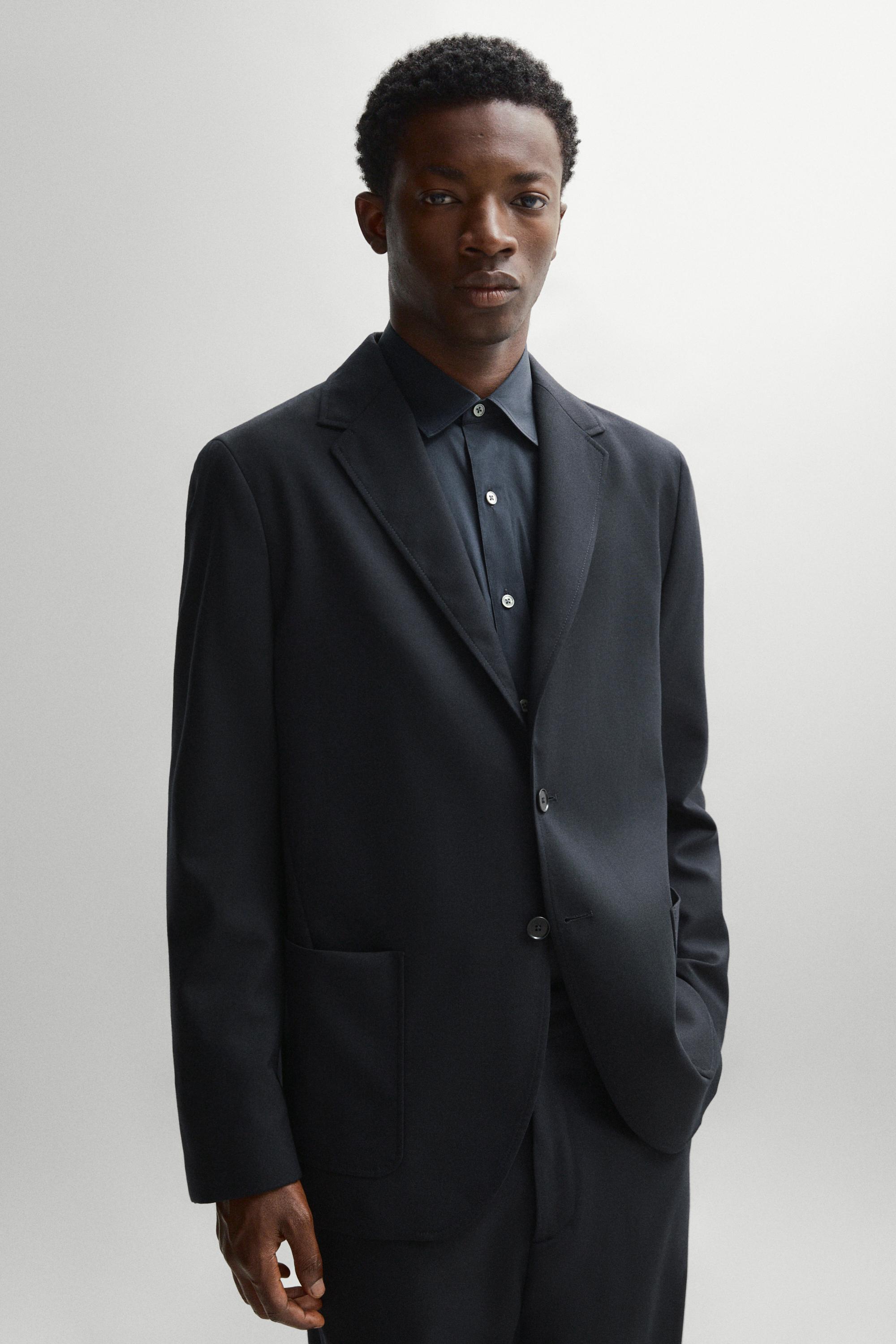 Textured cold wool blazer — DEEP BLUE