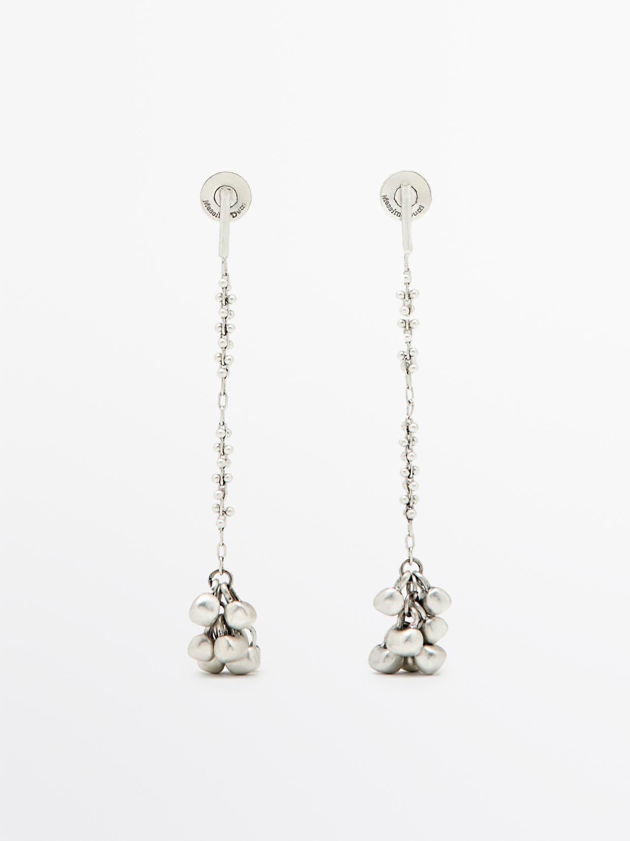 Pendientes Largos Piezas - Plata - 01 - Massimo Dutti - Mujer
