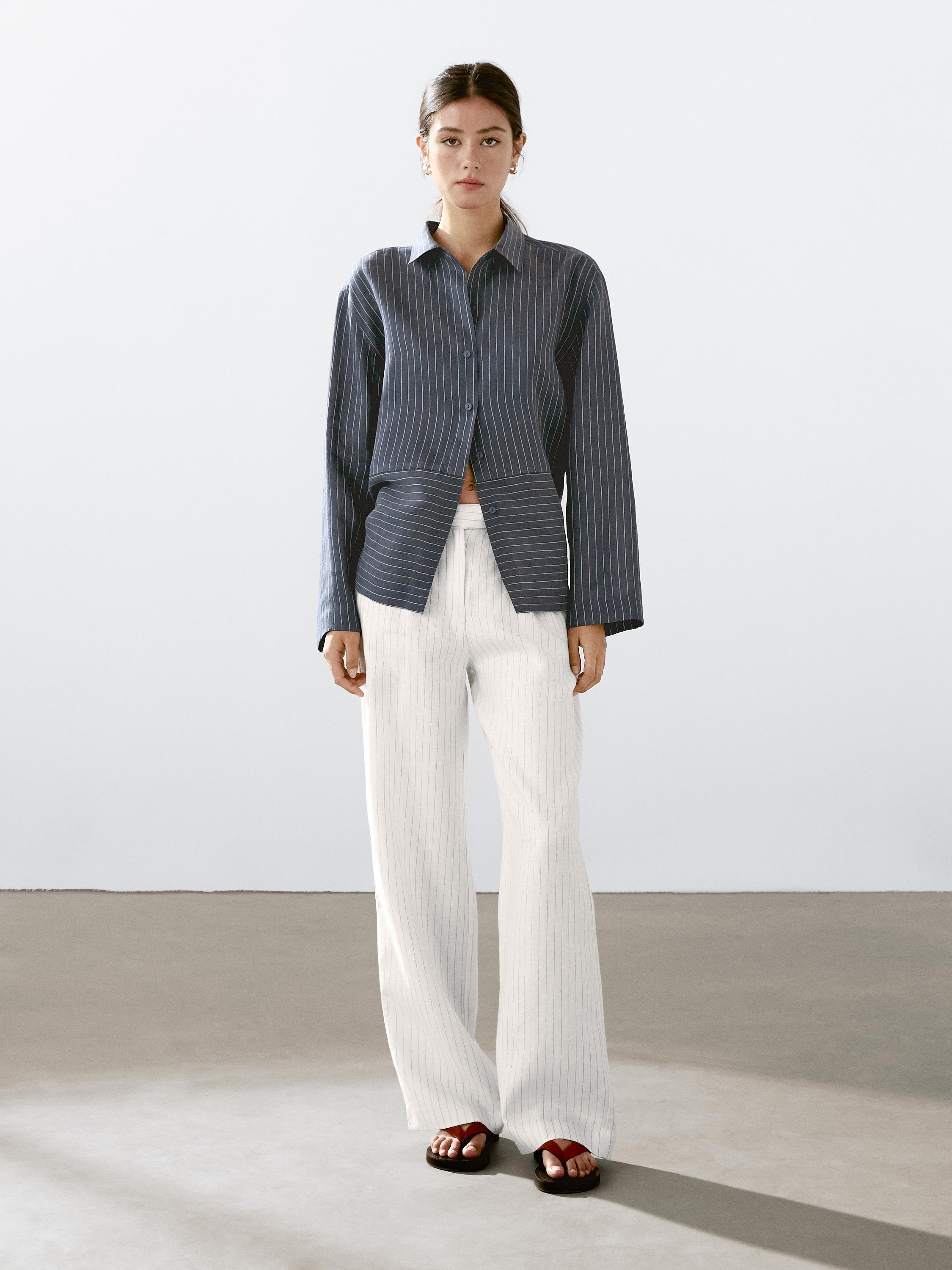 Striped linen blend shirt