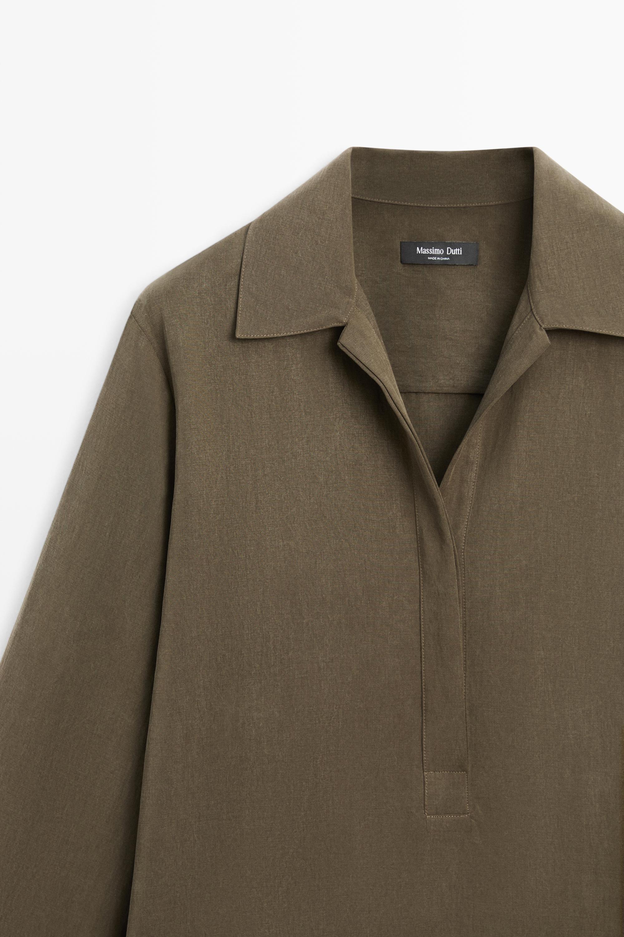 Short shirt dress with pocket detail — KHAKI