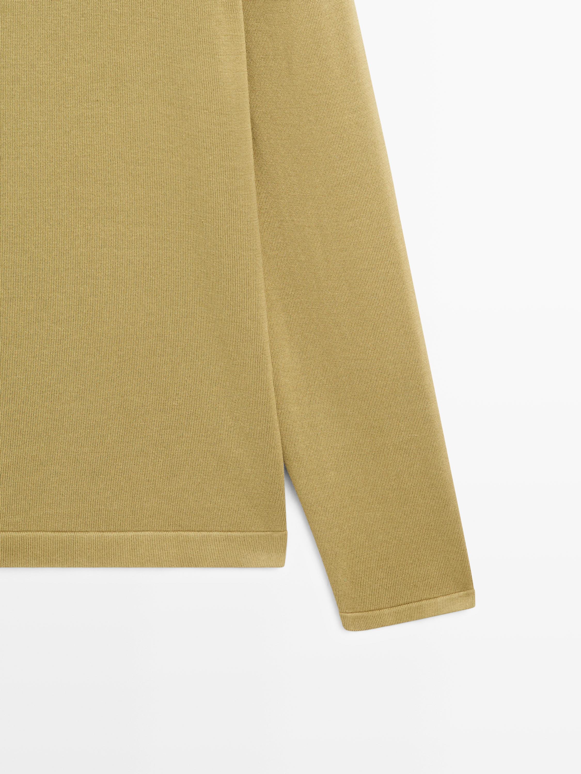 Knit 100% cotton crew neck sweater — OLIVE