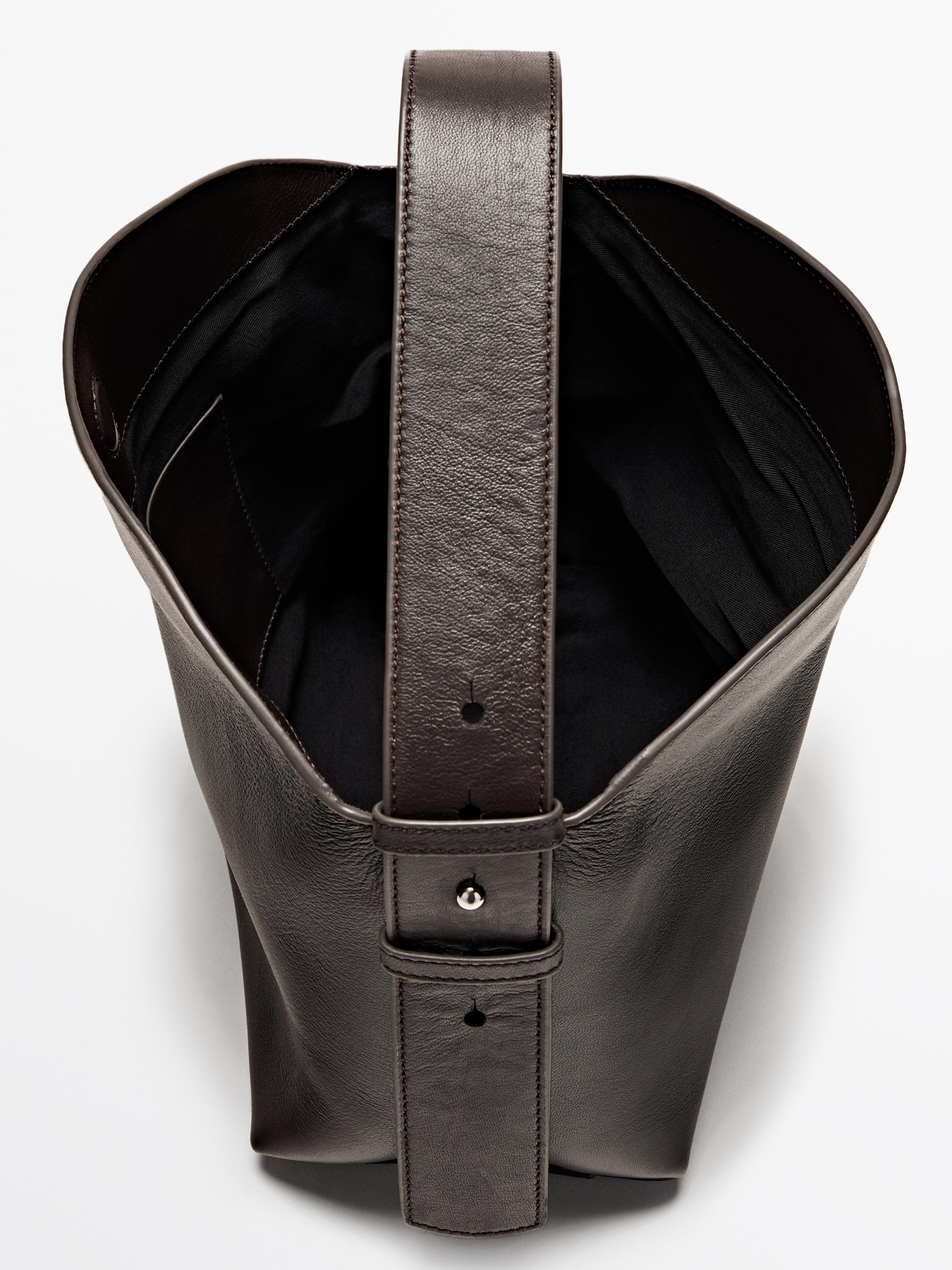Small nappa leather shoulder bag — BROWN