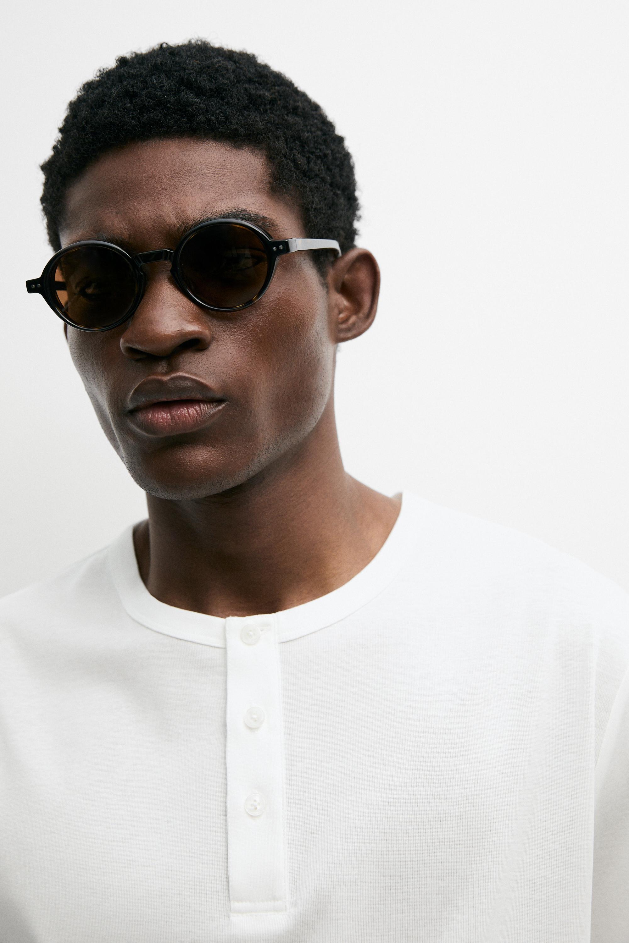 100% cotton henley T-shirt — Off white