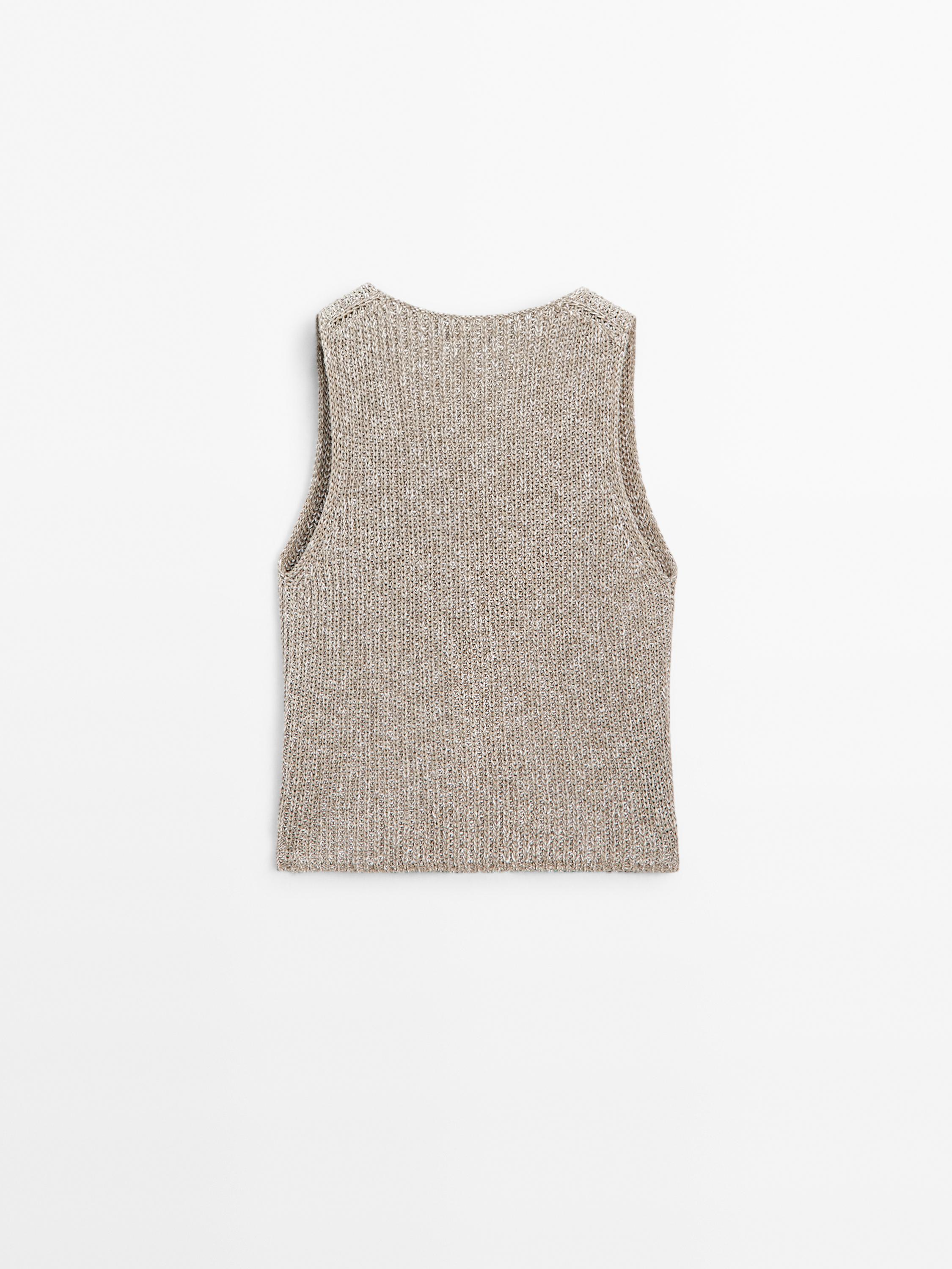 Cotton blend short knit vest