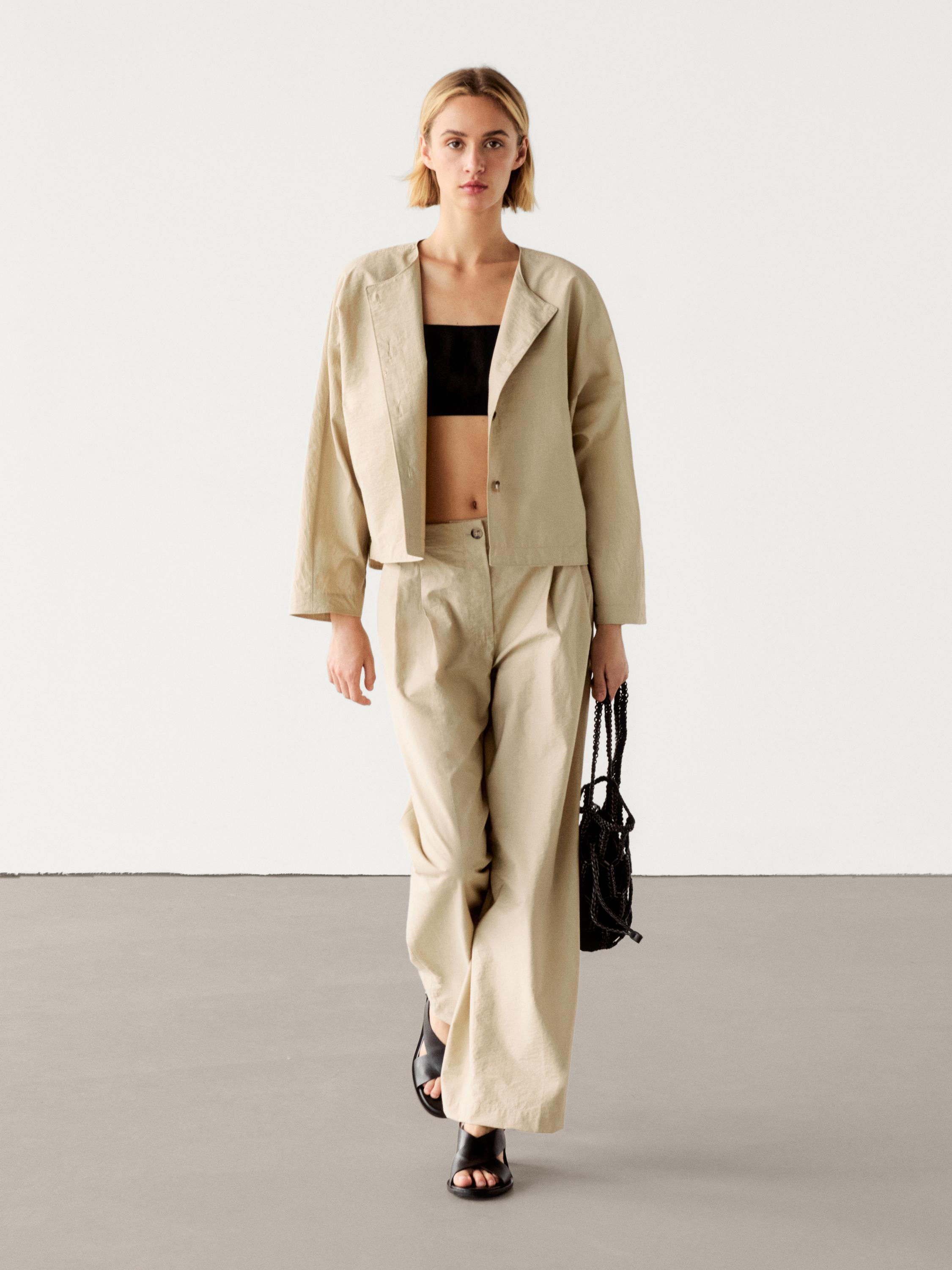 Pantalon wide leg avec plis ensemble
