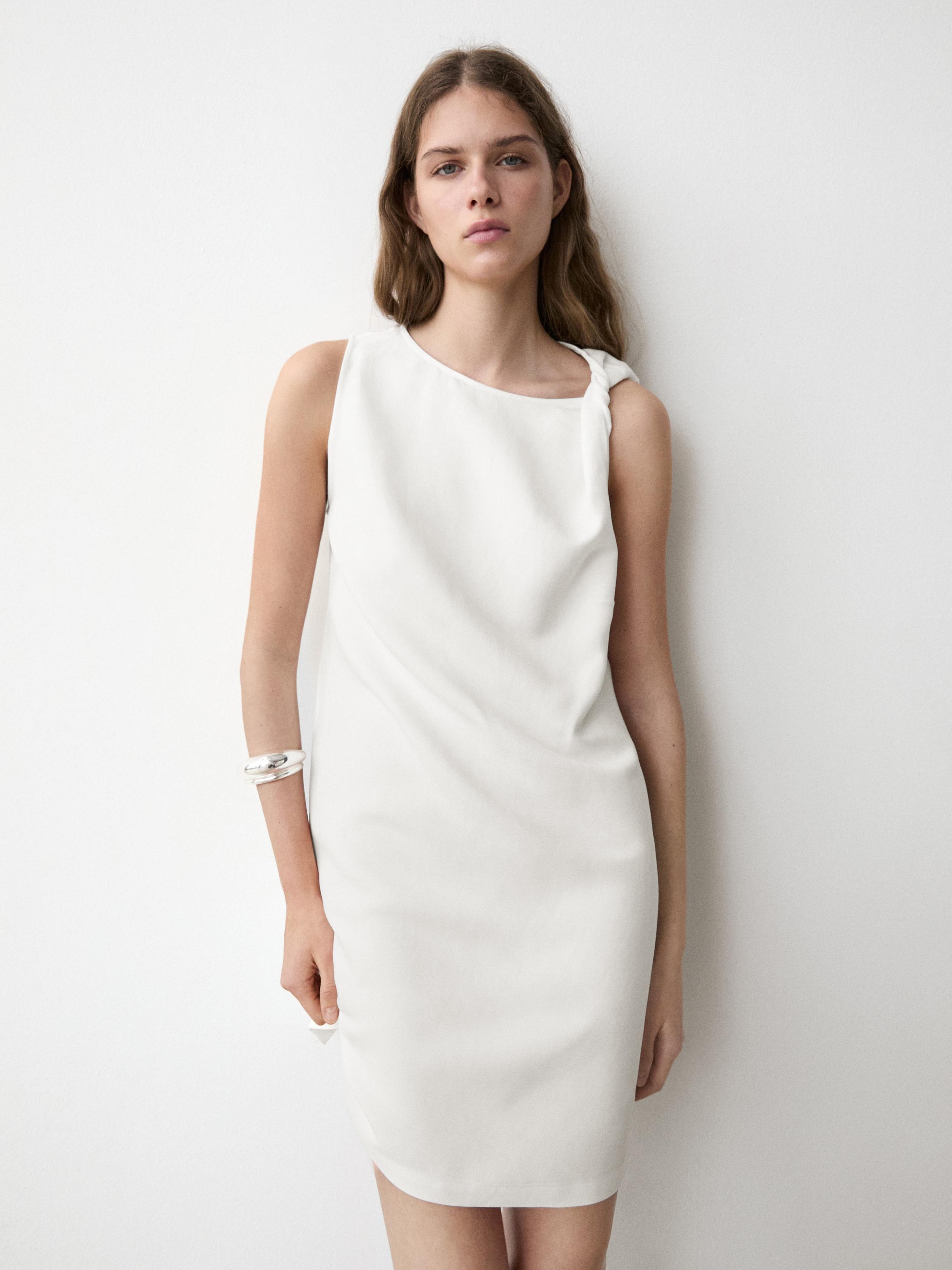 Mini dress with knotted strap detail